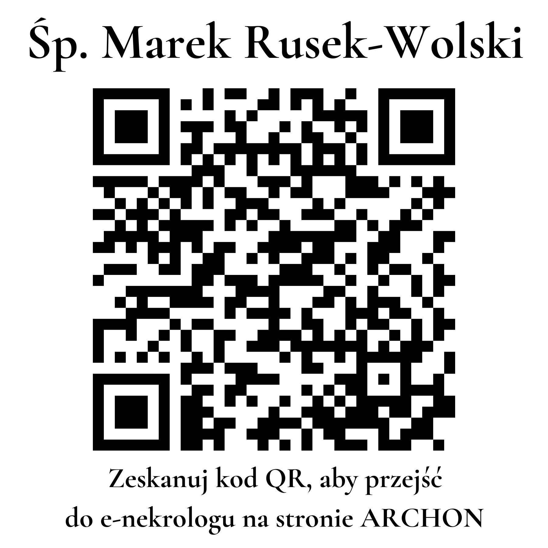 Kod QR do nekrologu Marek Rusek-Wolski Kod QR do nekrologu Marek Rusek-Wolski