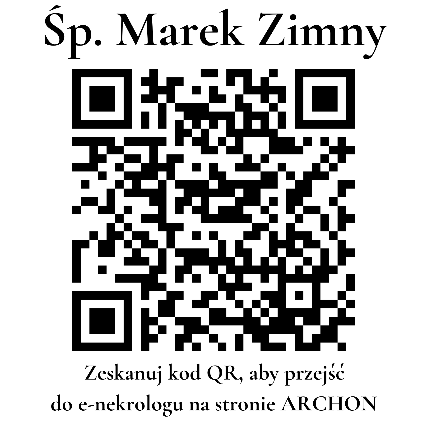 Kod QR do nekrologu Marek Zimny