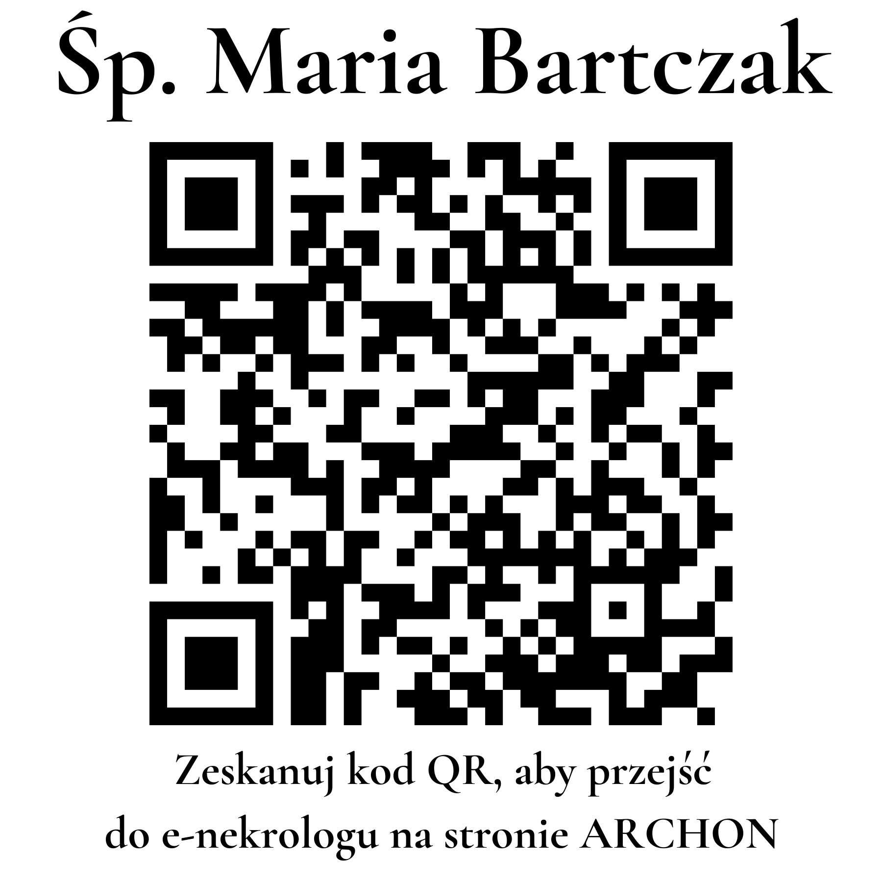 Kod QR do nekrologu Maria Bartczak