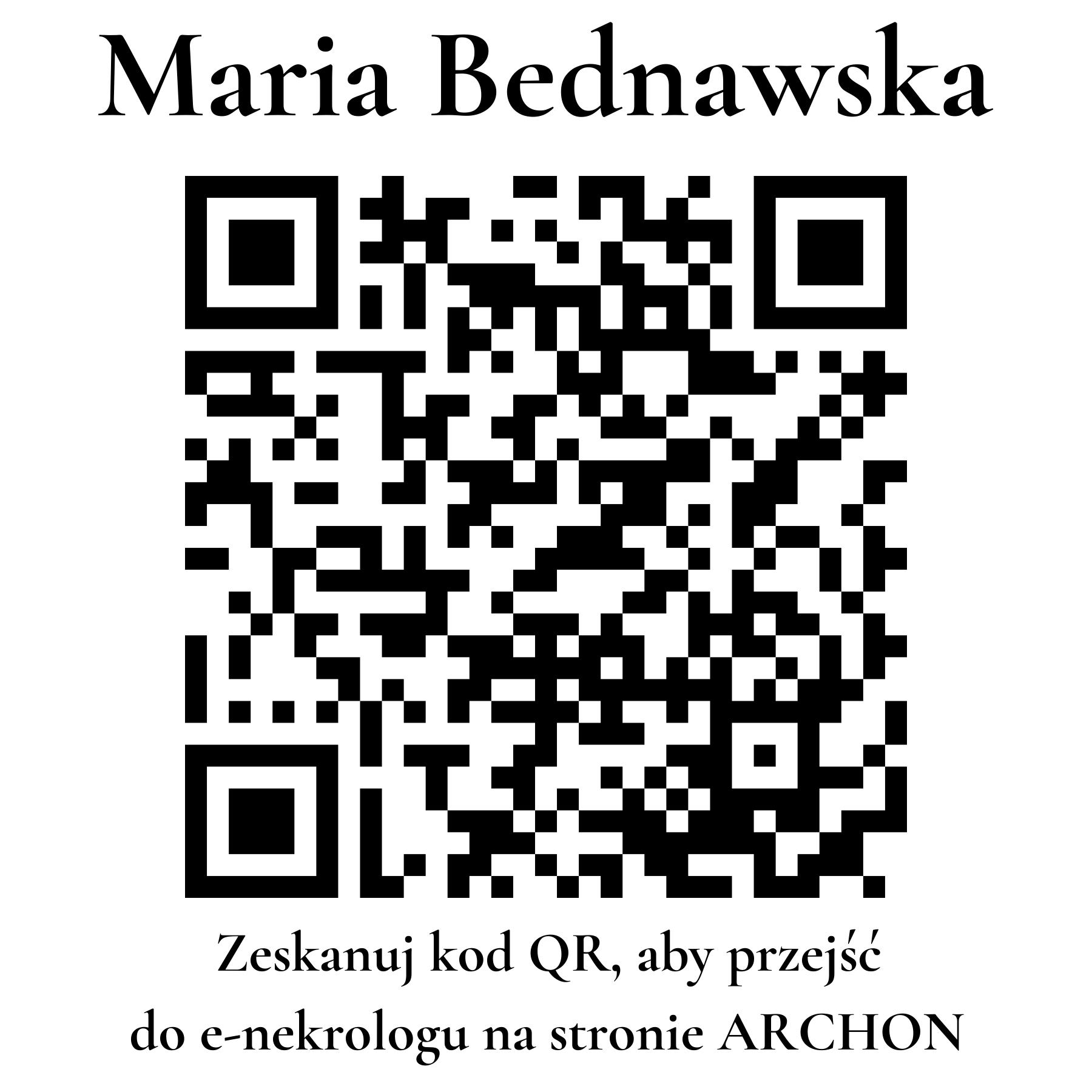 Kod QR do nekrologu Maria Bednawska