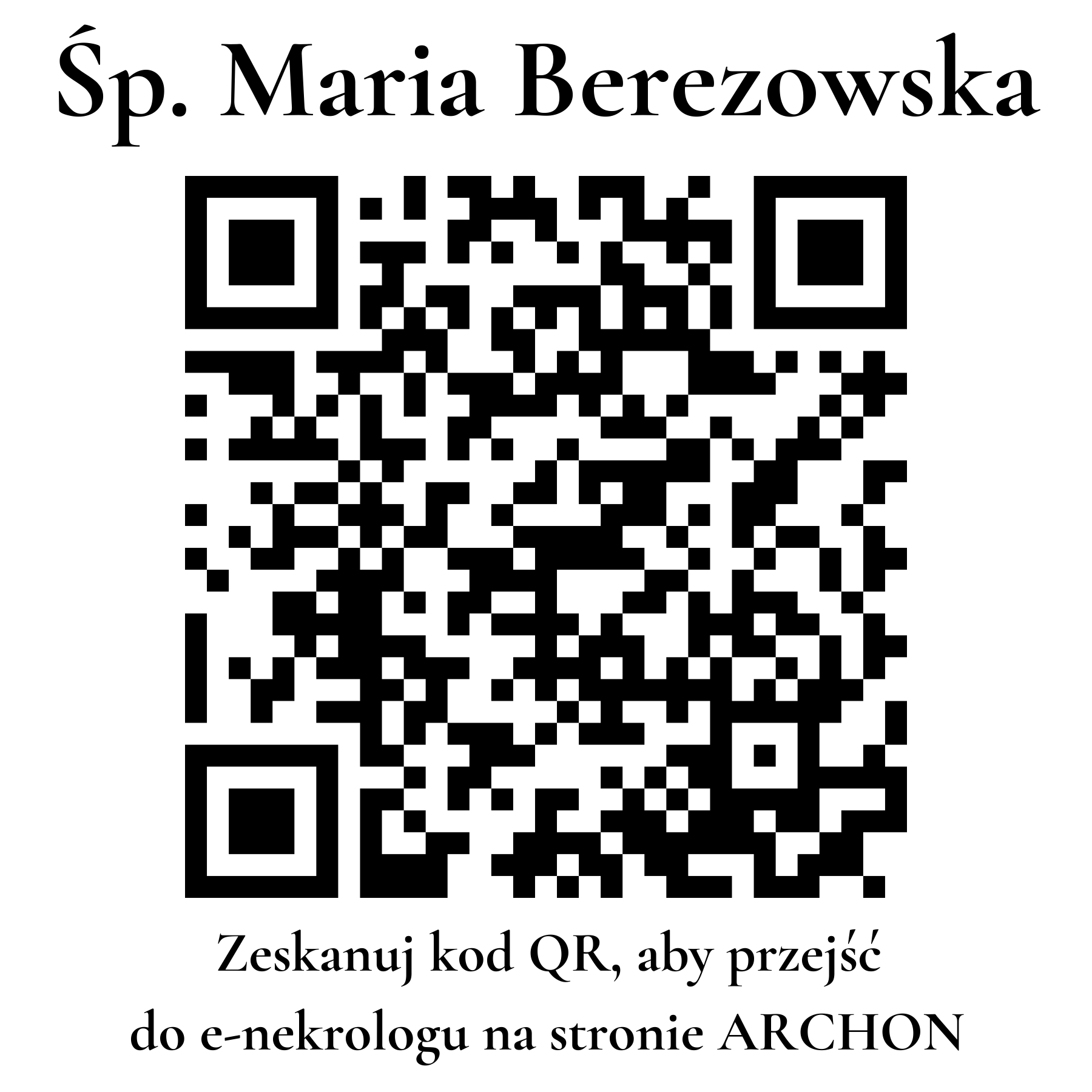 Kod QR do nekrologu Maria Berezowska