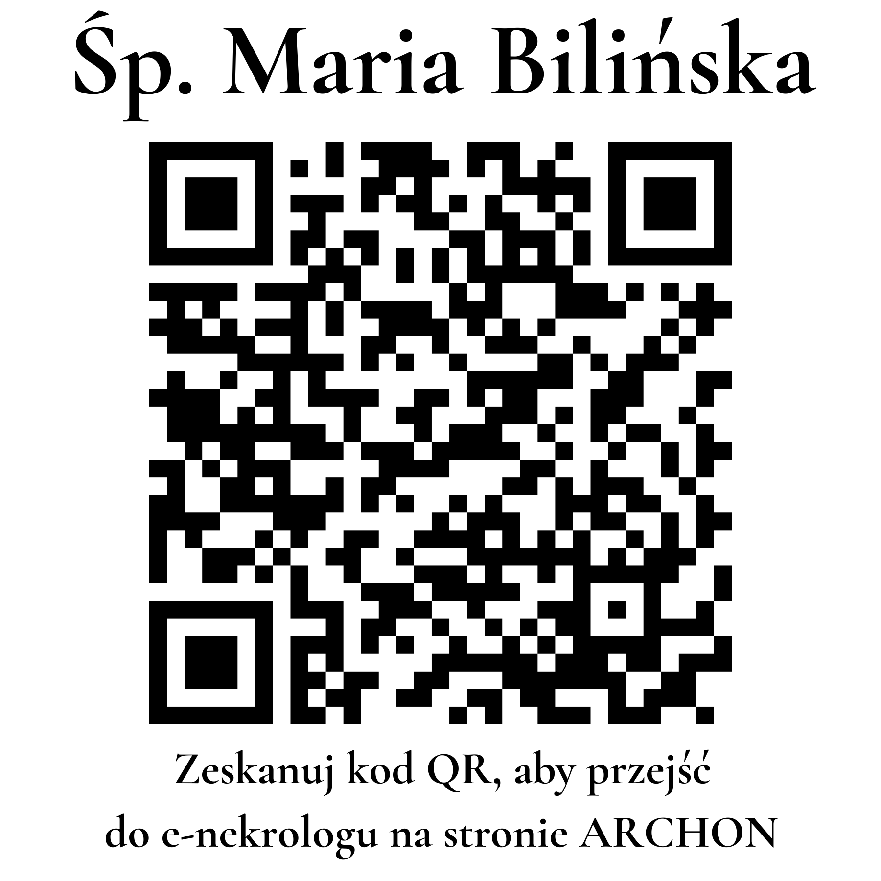 Kod QR do nekrologu Maria Bilińska