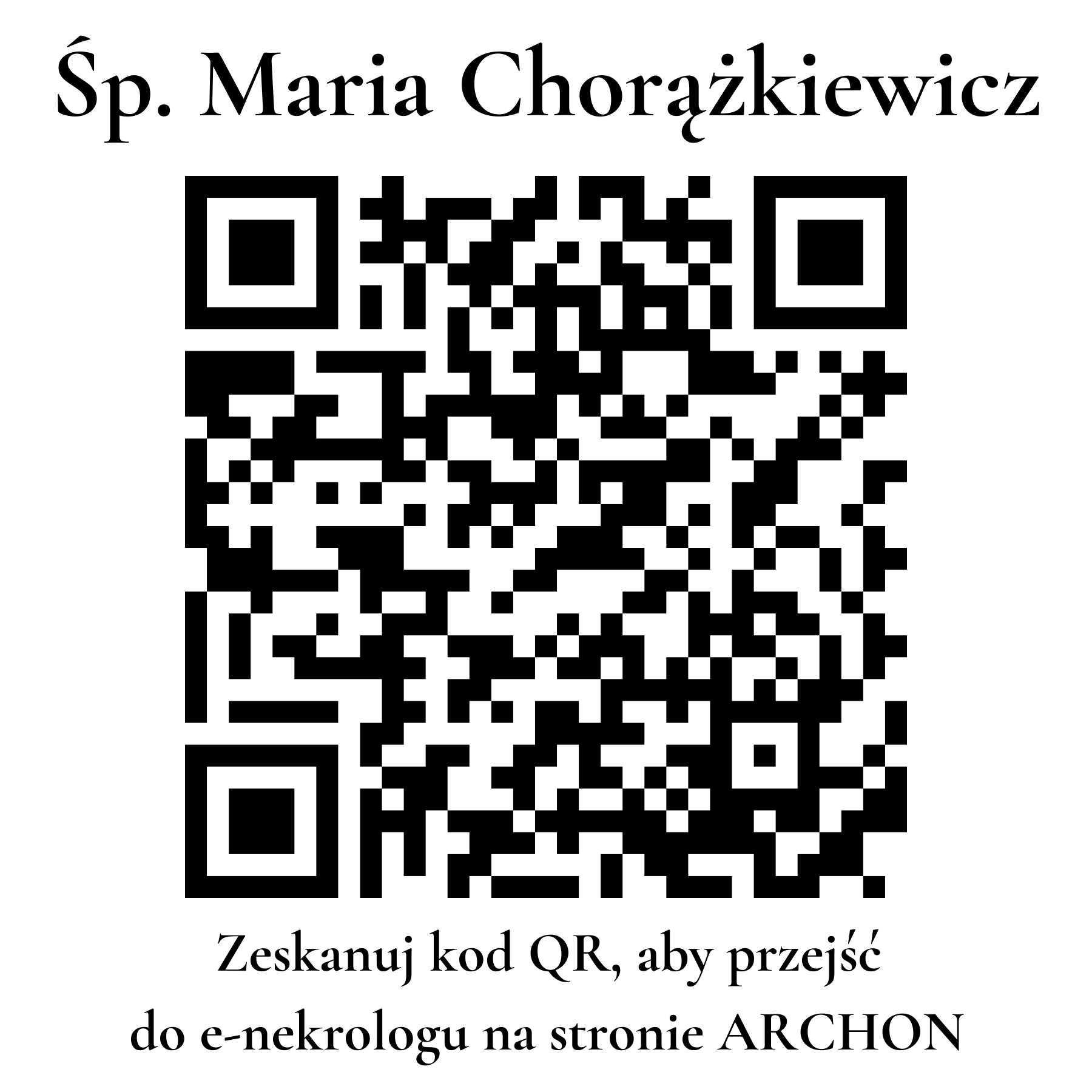 Kod QR do nekrologu Maria Chorążkiewicz