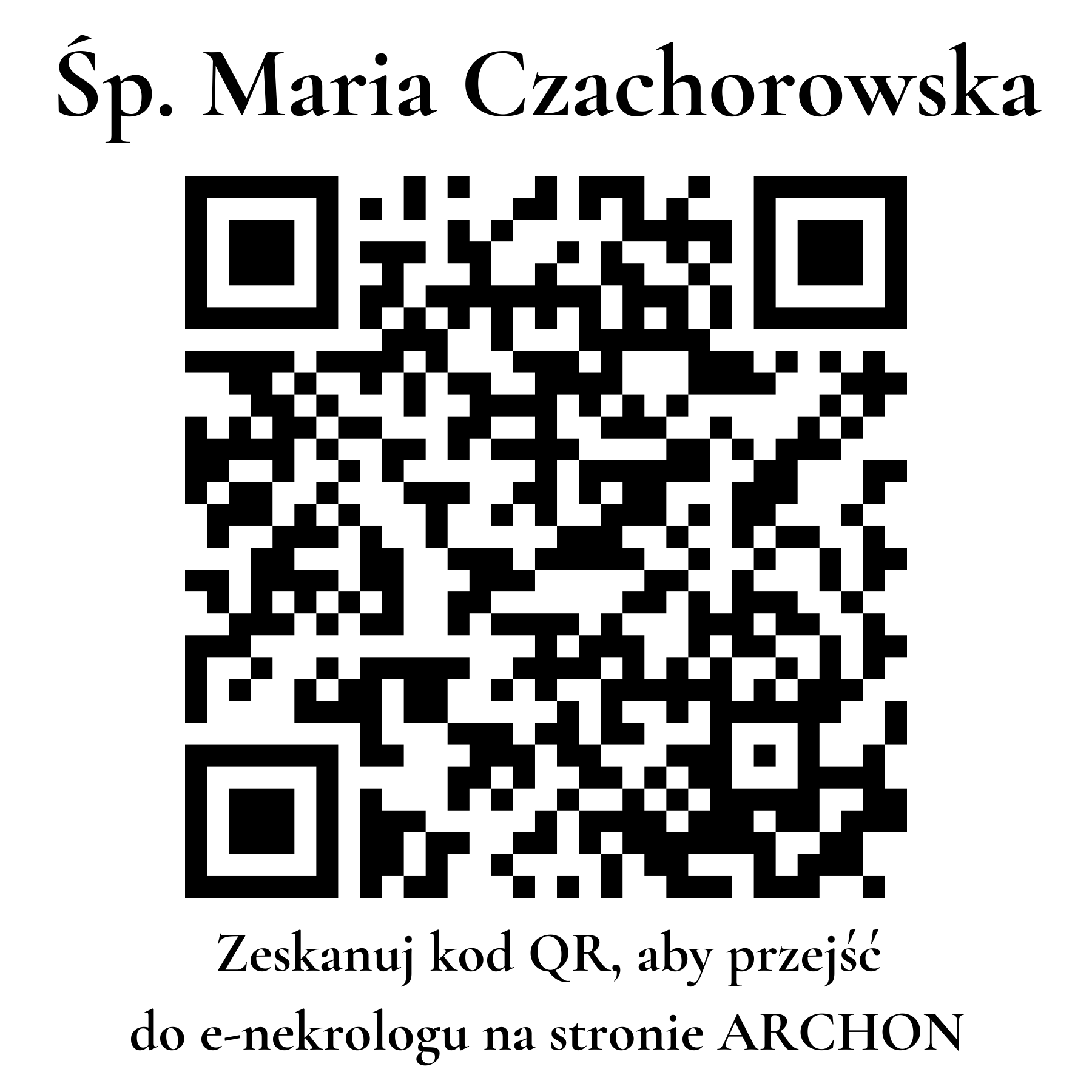 Kod QR do nekrologu Maria Czachorowska Kod QR do nekrologu Maria Czachorowska