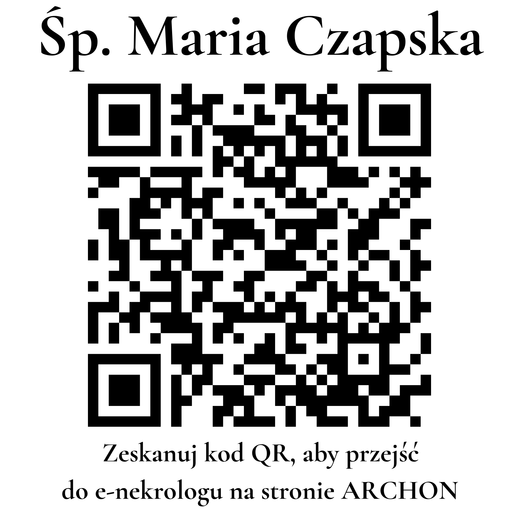 Kod QR do nekrologu Maria Czapska Kod QR do nekrologu Maria Czapska