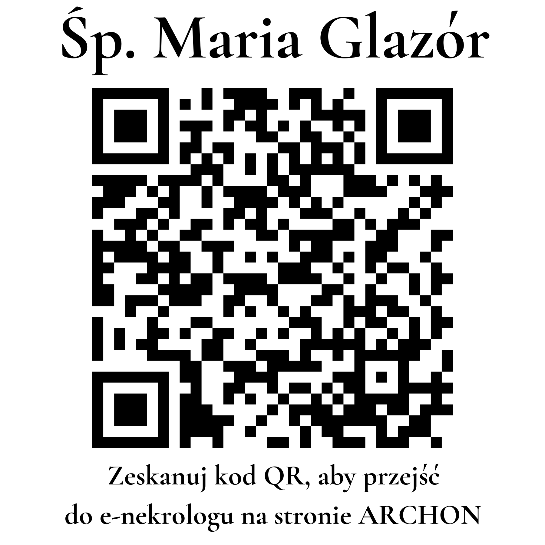 Kod QR do nekrologu Maria Glazór