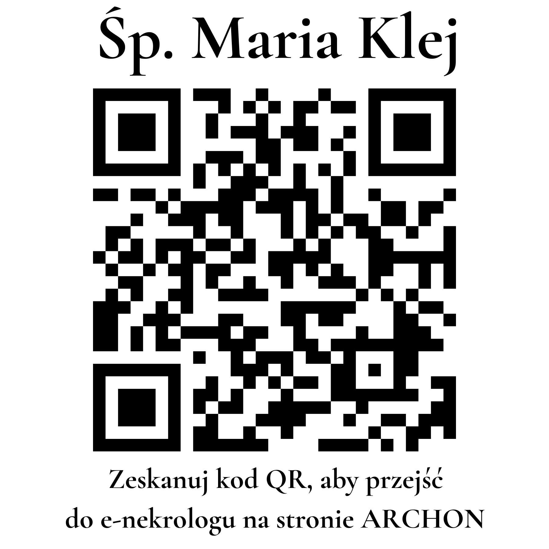 Kod QR do nekrologu Maria Klej Kod QR do nekrologu Maria Klej