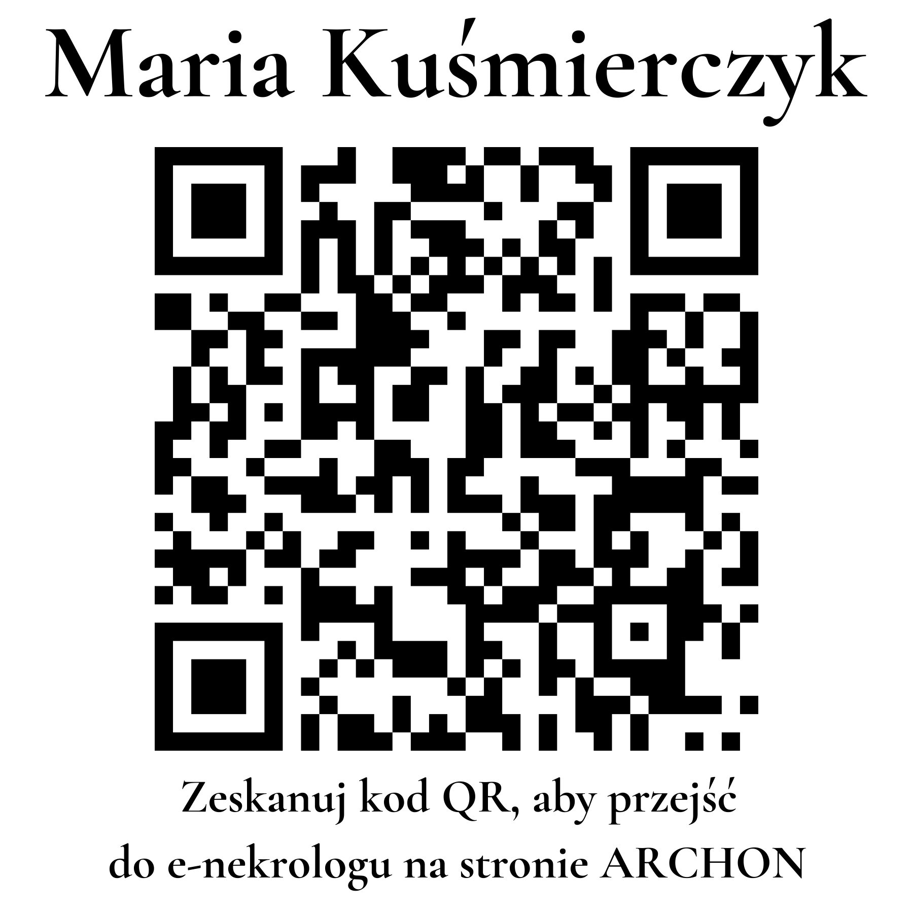 Kod QR do nekrologu Maria Kuśmierczyk