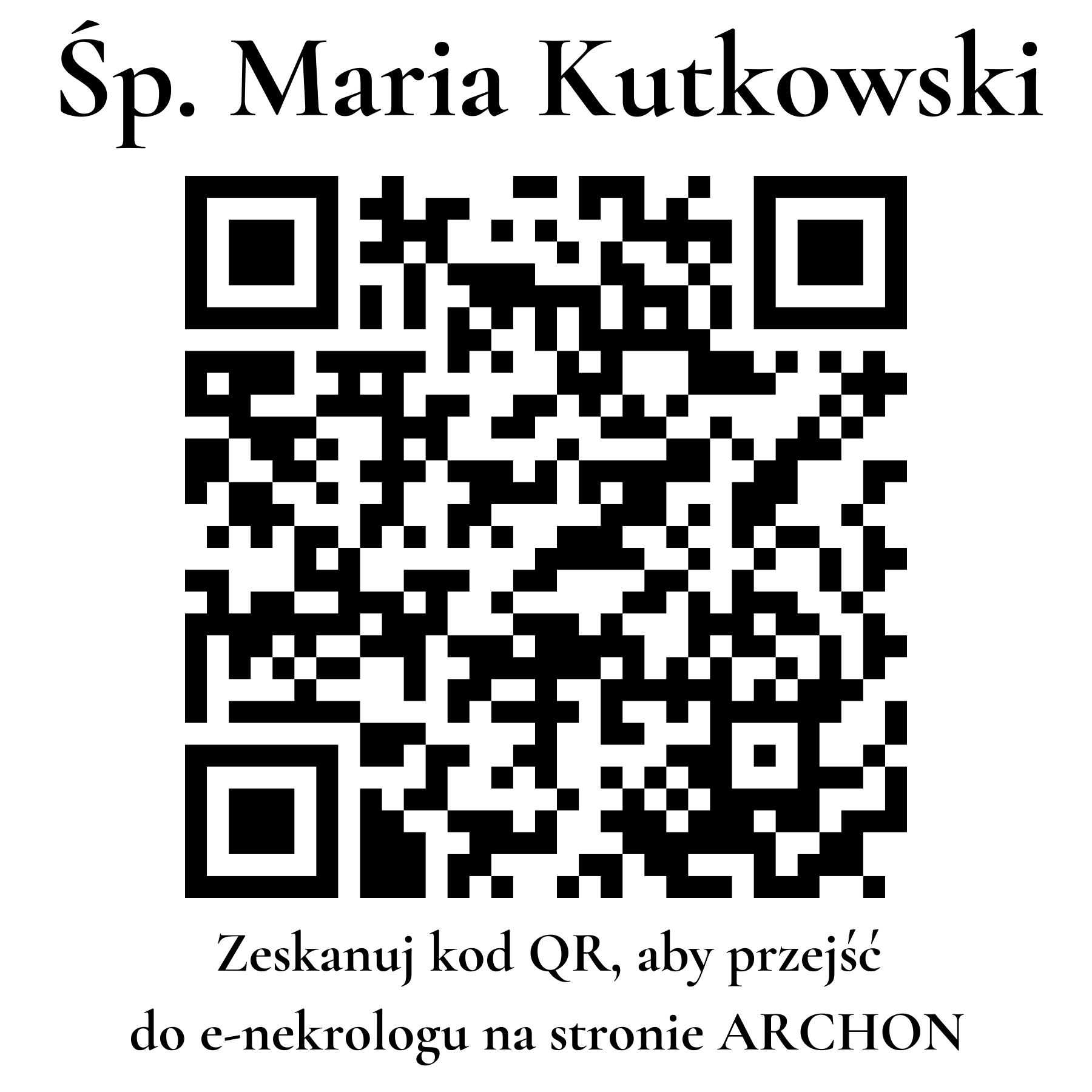 Kod QR do nekrologu Maria Kutkowski