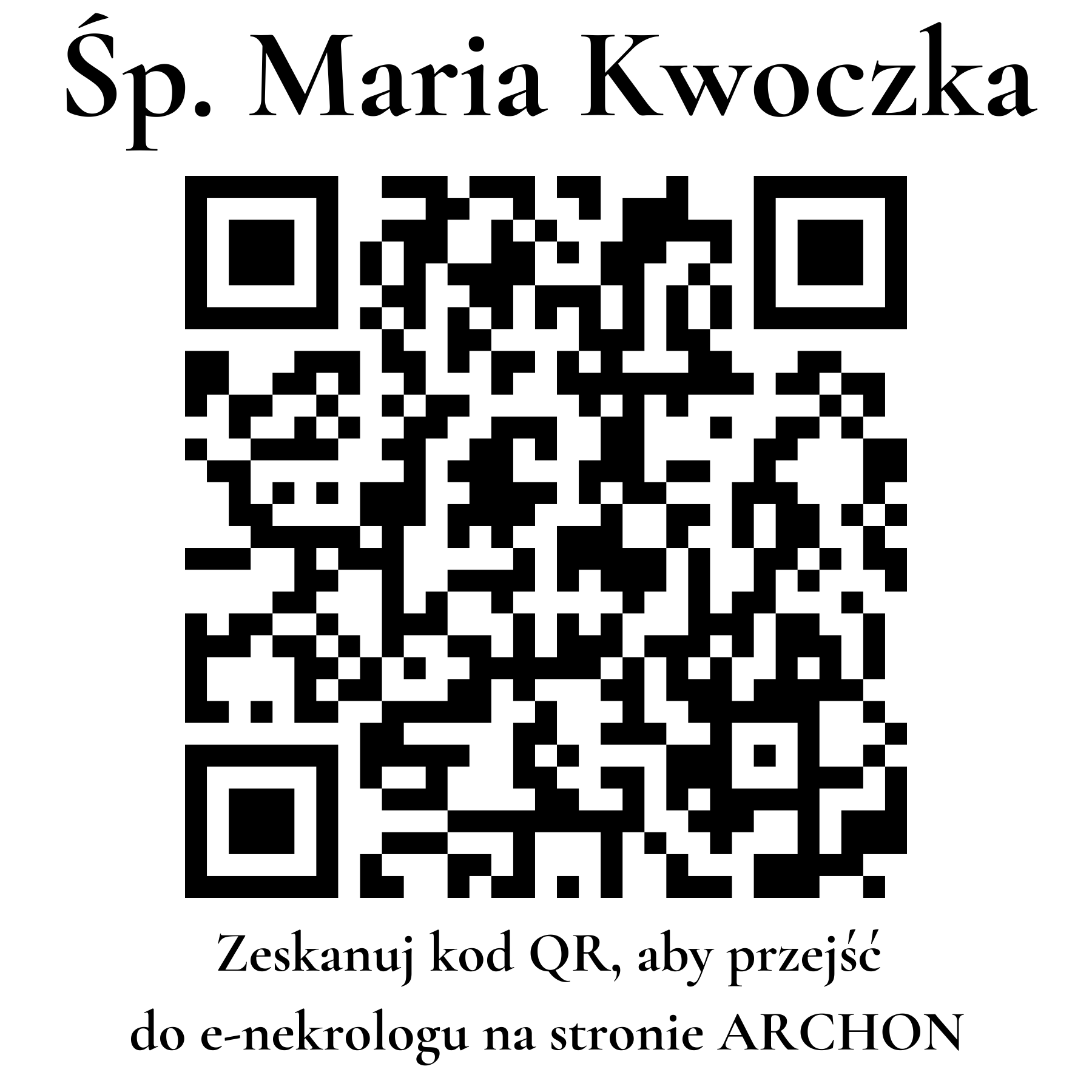 Kod QR do nekrologu Maria Kwoczka