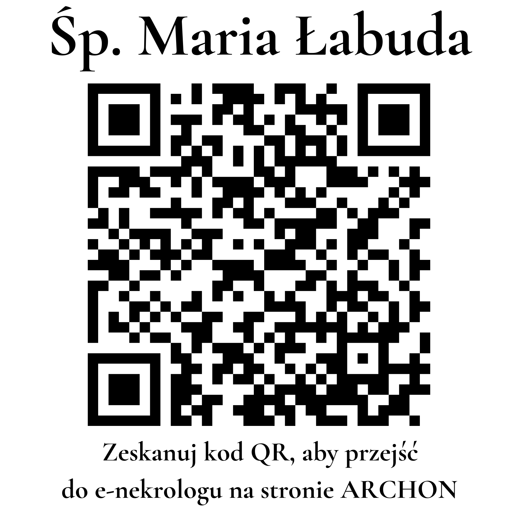 Kod QR do nekrologu Maria Łabuda Kod QR do nekrologu Maria Łabuda