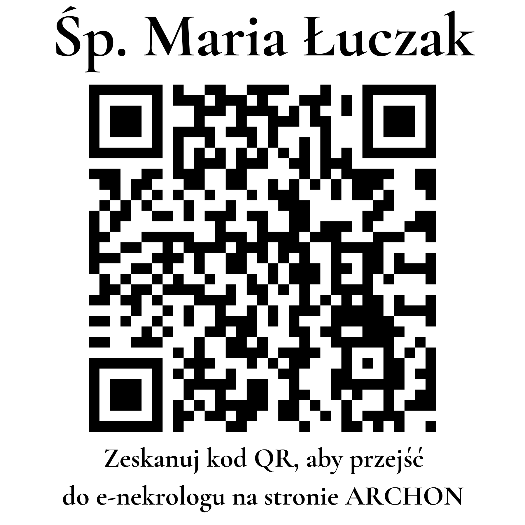 Kod QR do nekrologu Maria Łuczak Kod QR do nekrologu Maria Łuczak