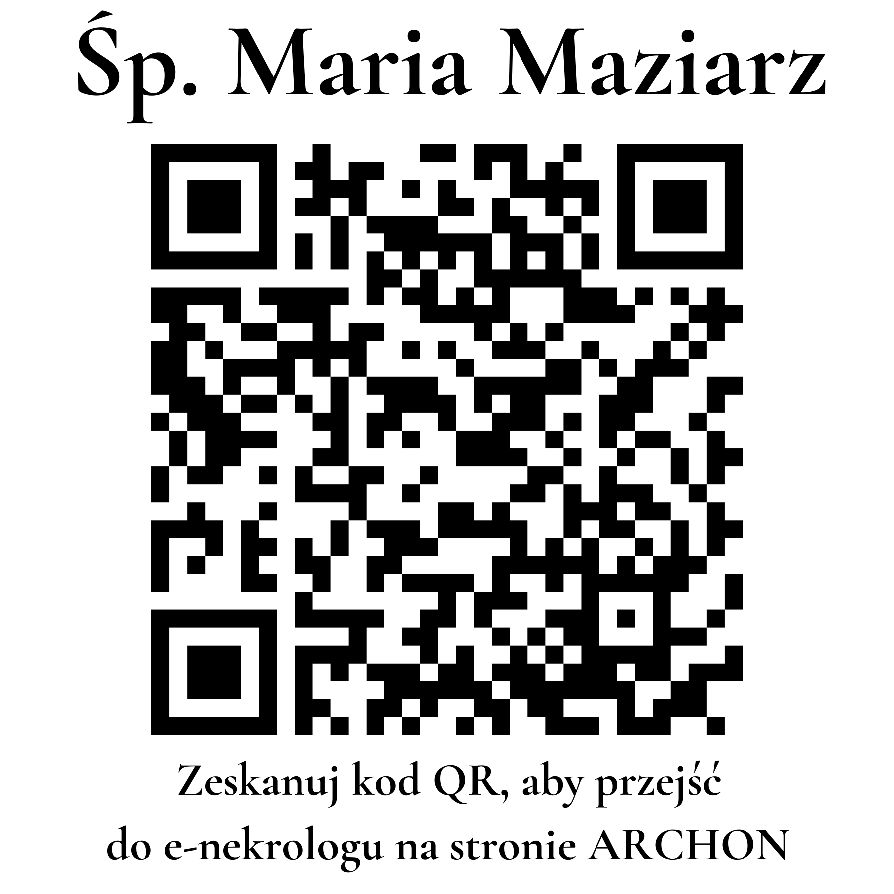 Kod QR do nekrologu Maria Maziarz Kod QR do nekrologu Maria Maziarz
