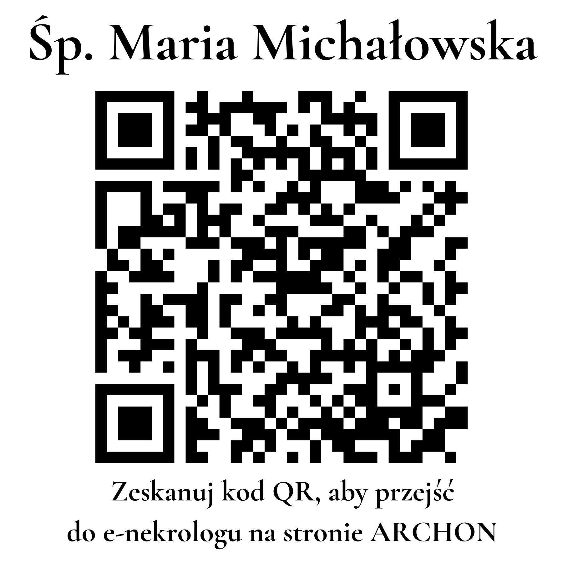 Kod QR do nekrologu Maria Michałowska Kod QR do nekrologu Maria Michałowska