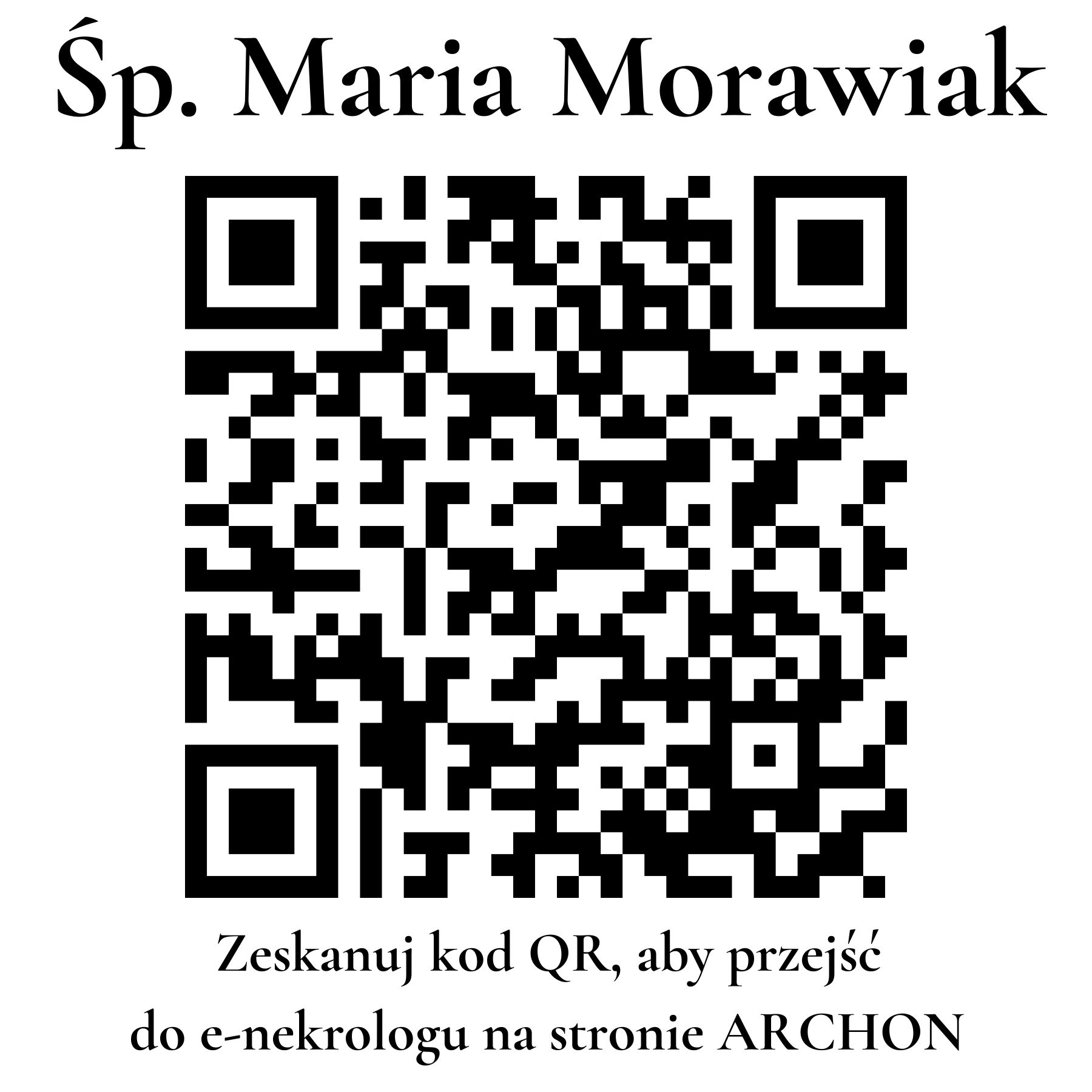 Kod QR do nekrologu Maria Morawiak