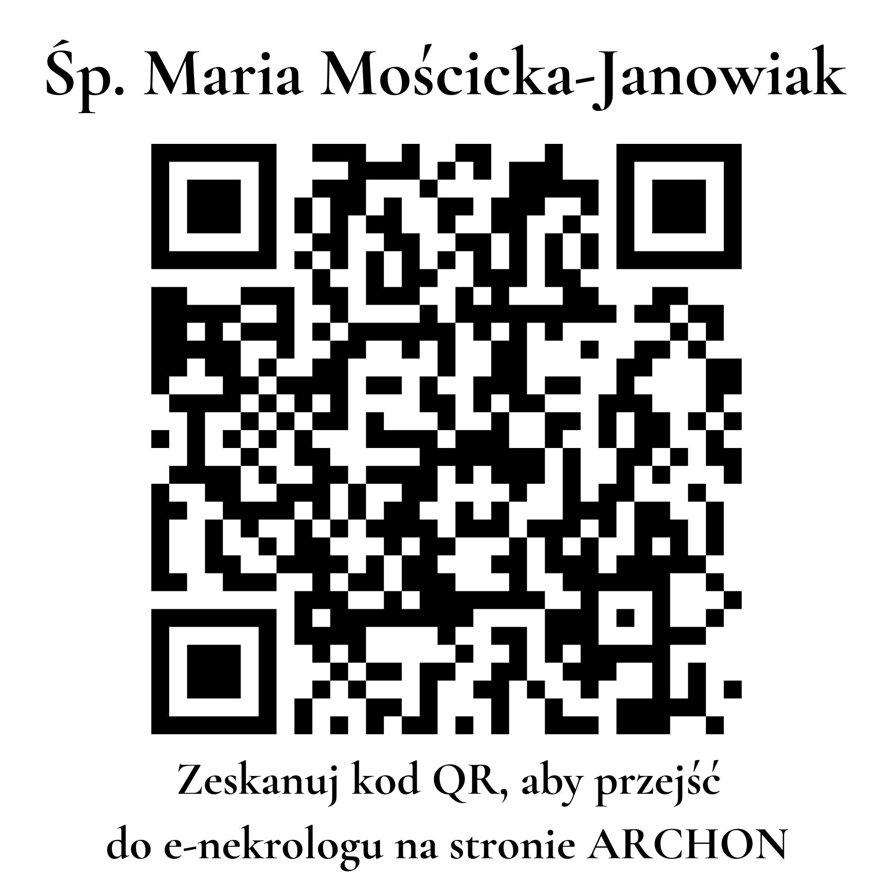 Kod QR do nekrologu Maria Mościcka-Janowiak