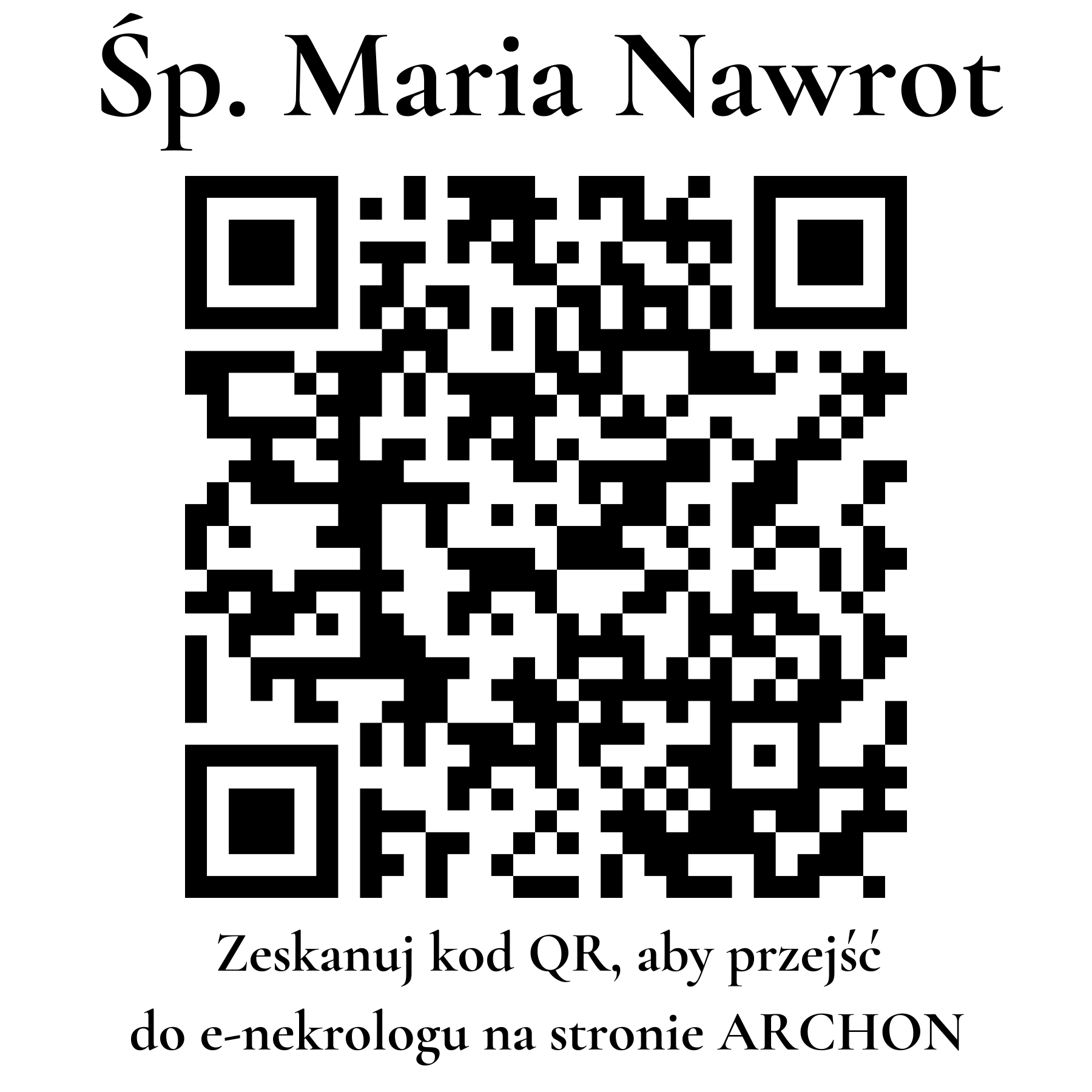 Kod QR do nekrologu Maria Nawrot Kod QR do nekrologu Maria Nawrot