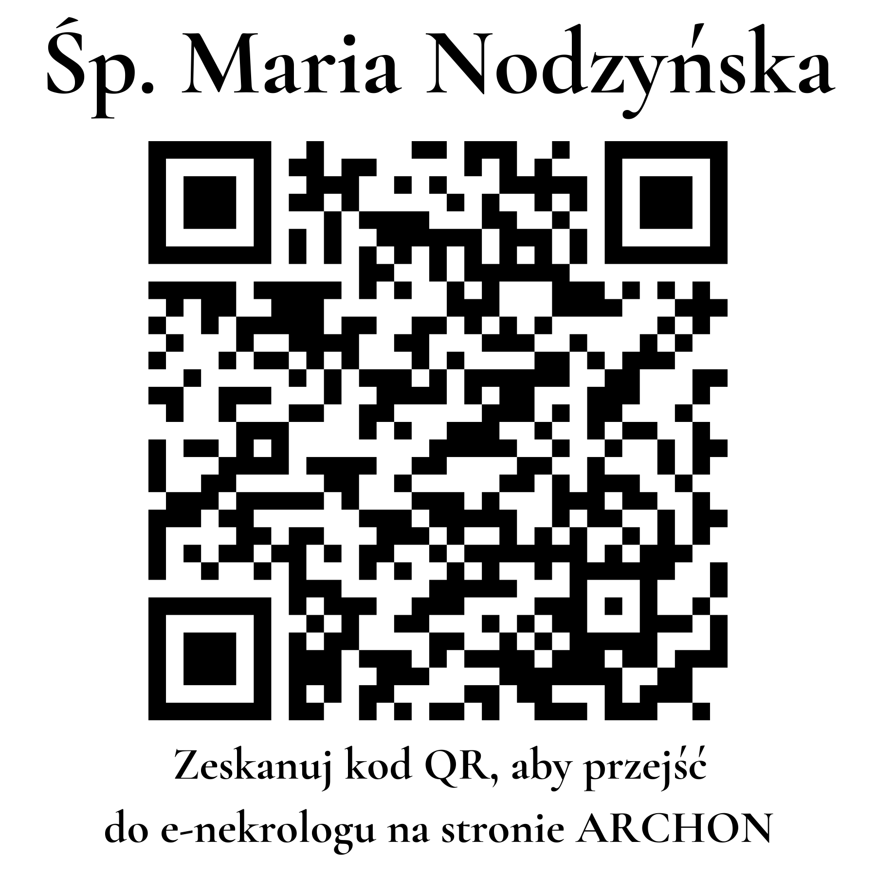 Kod QR do nekrologu Maria Nodzyńska Kod QR do nekrologu Maria Nodzyńska