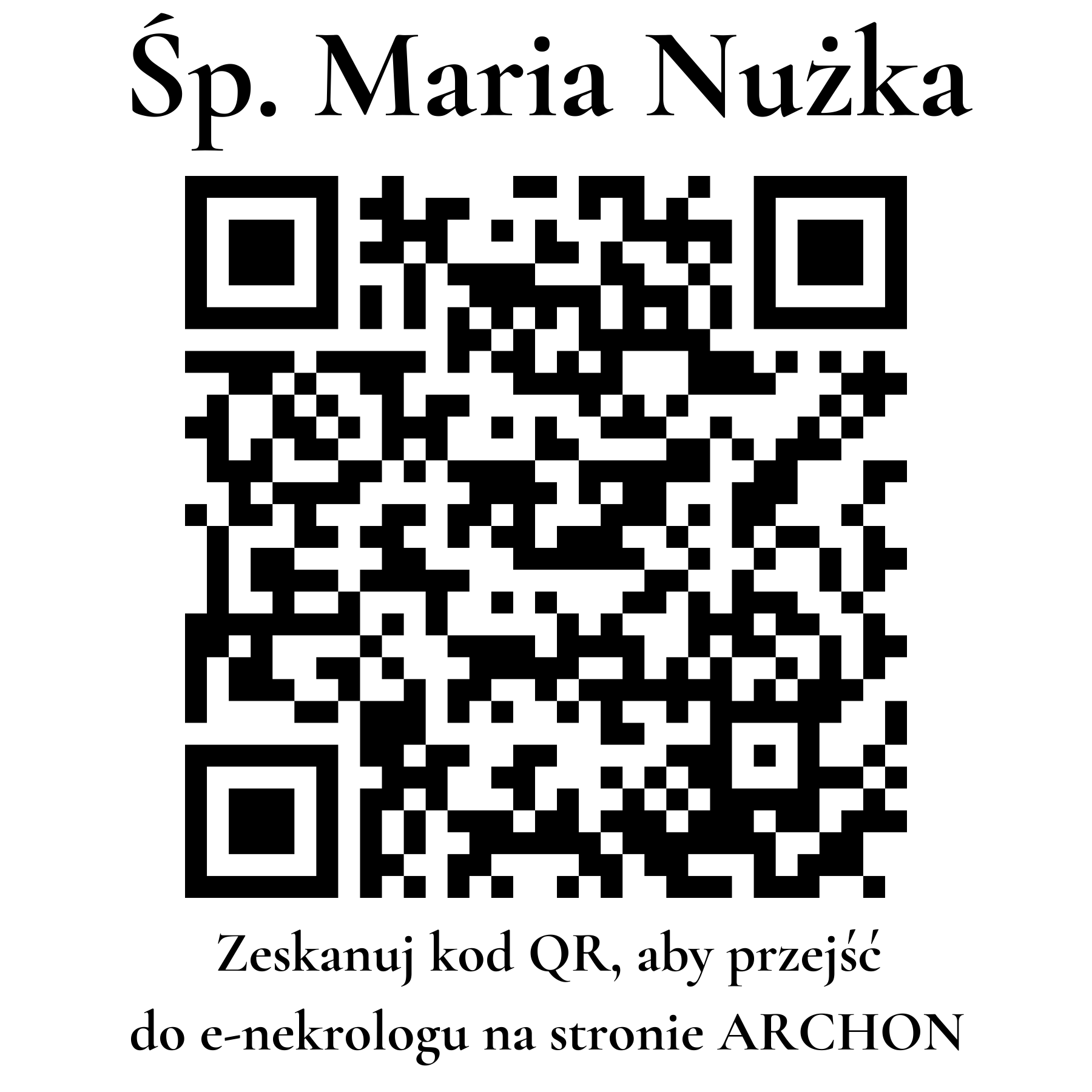 Kod QR do nekrologu Maria Nużka