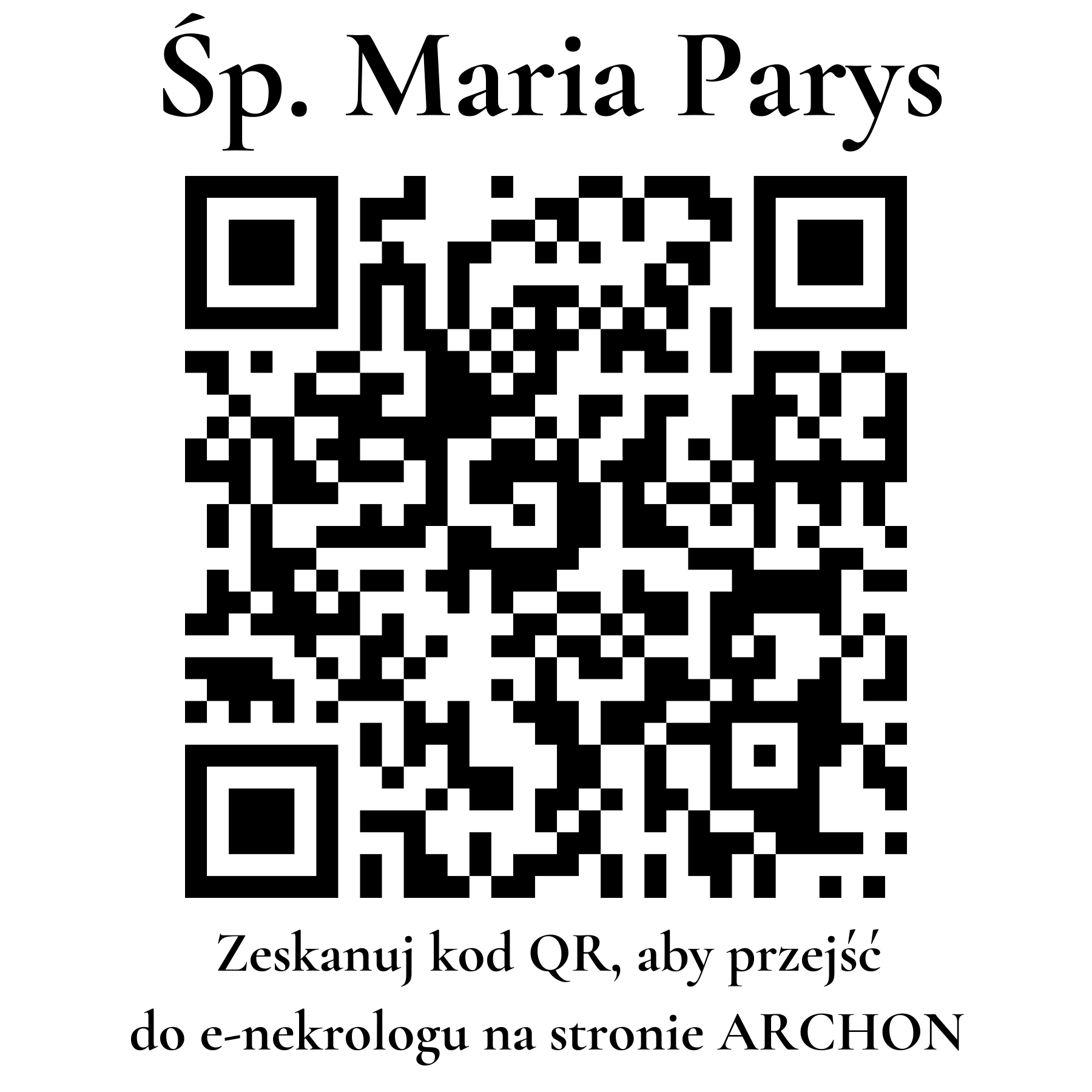 Kod QR do nekrologu Maria Parys