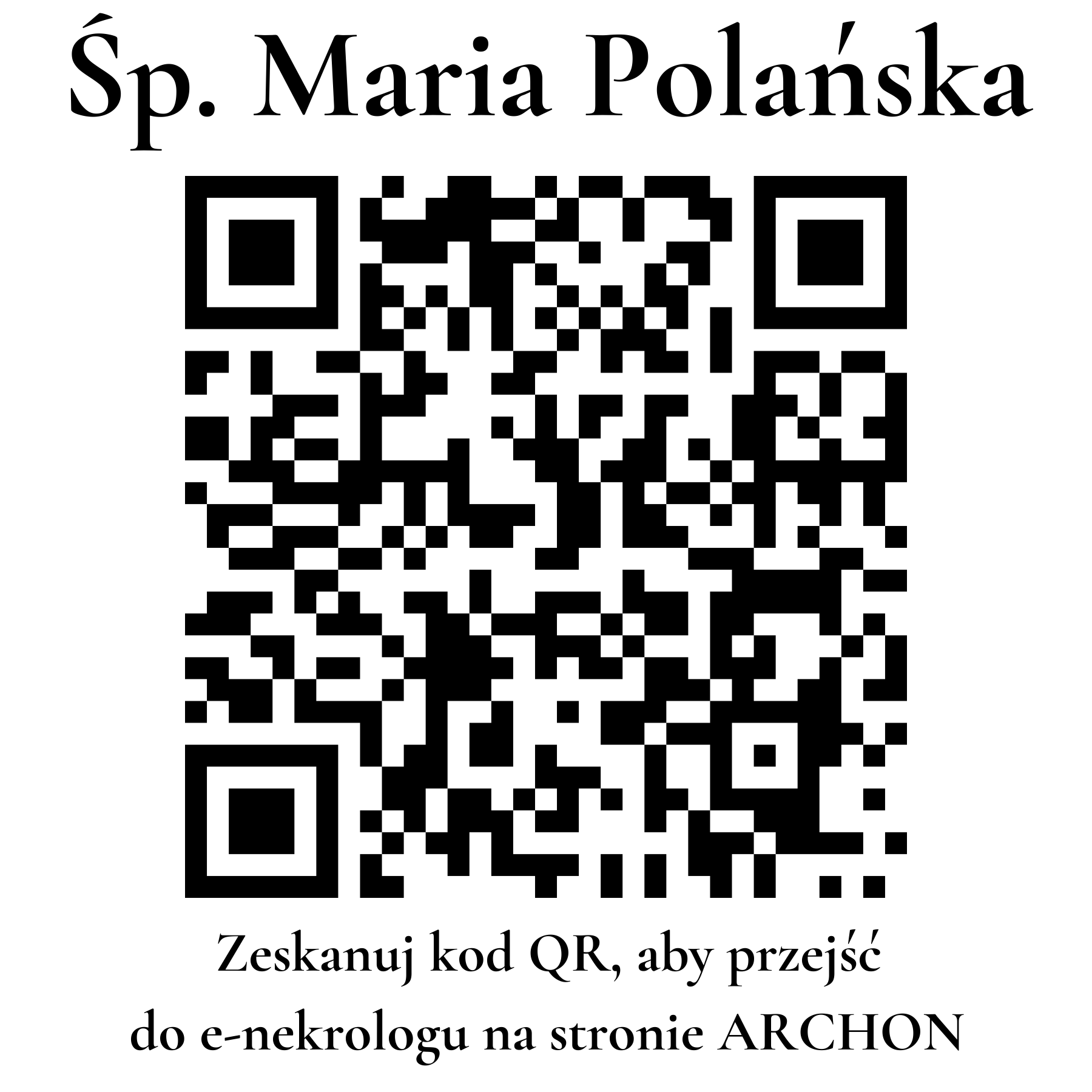 Kod QR do nekrologu Maria Polańska