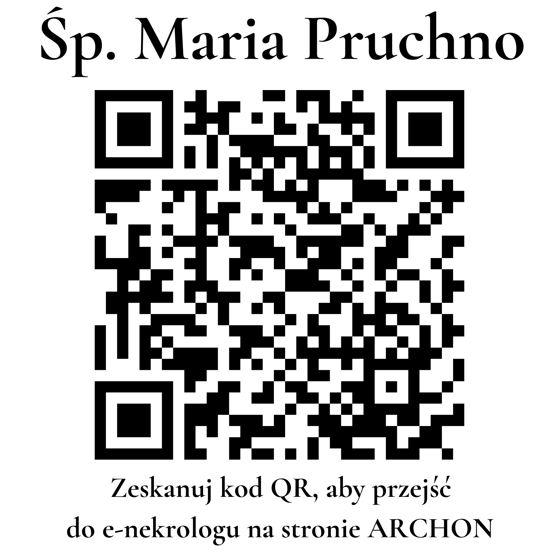 Kod QR do nekrologu Maria Pruchno