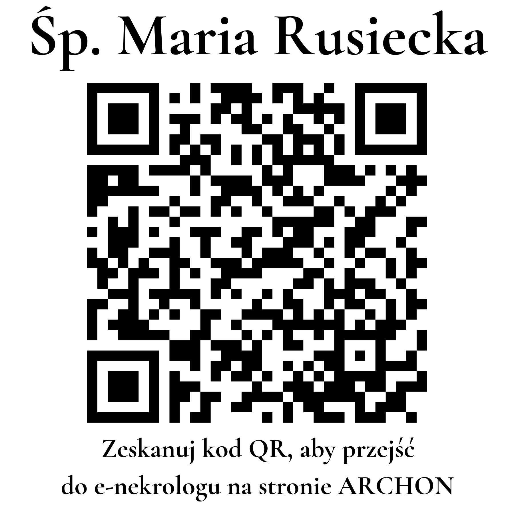 Kod QR do nekrologu Maria Rusiecka