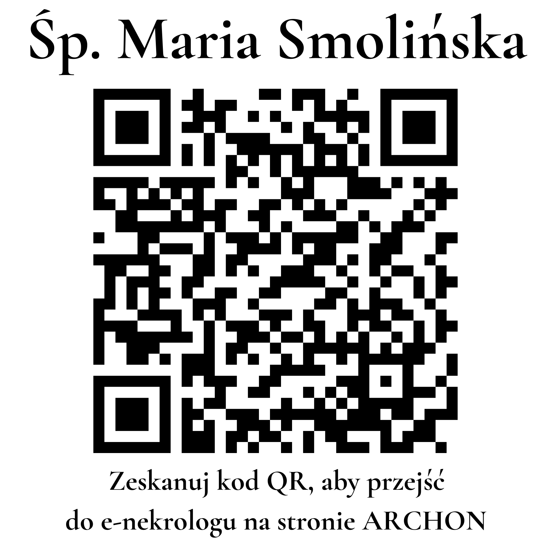 Kod QR do nekrologu Maria Smolińska
