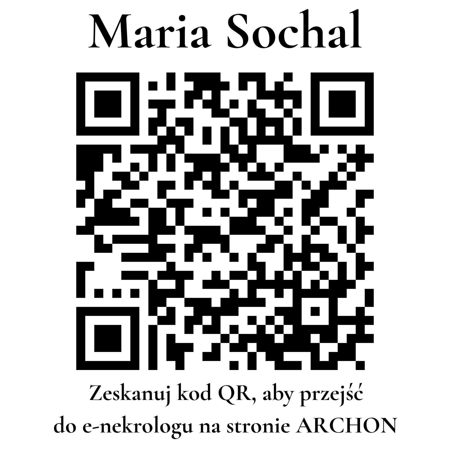 Kod QR do nekrologu Maria Sochal Kod QR do nekrologu Maria Sochal