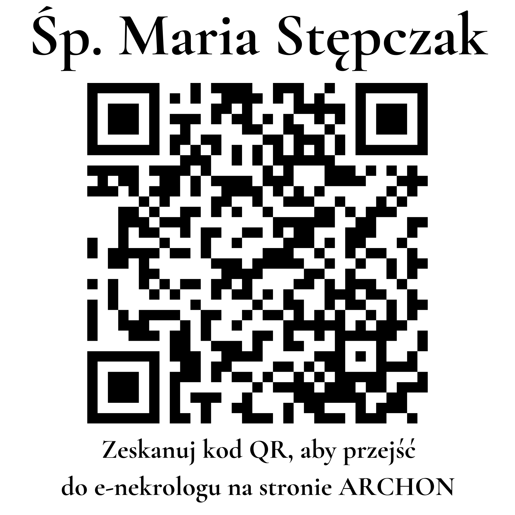 Kod QR do nekrologu Maria Stępczak Kod QR do nekrologu Maria Stępczak