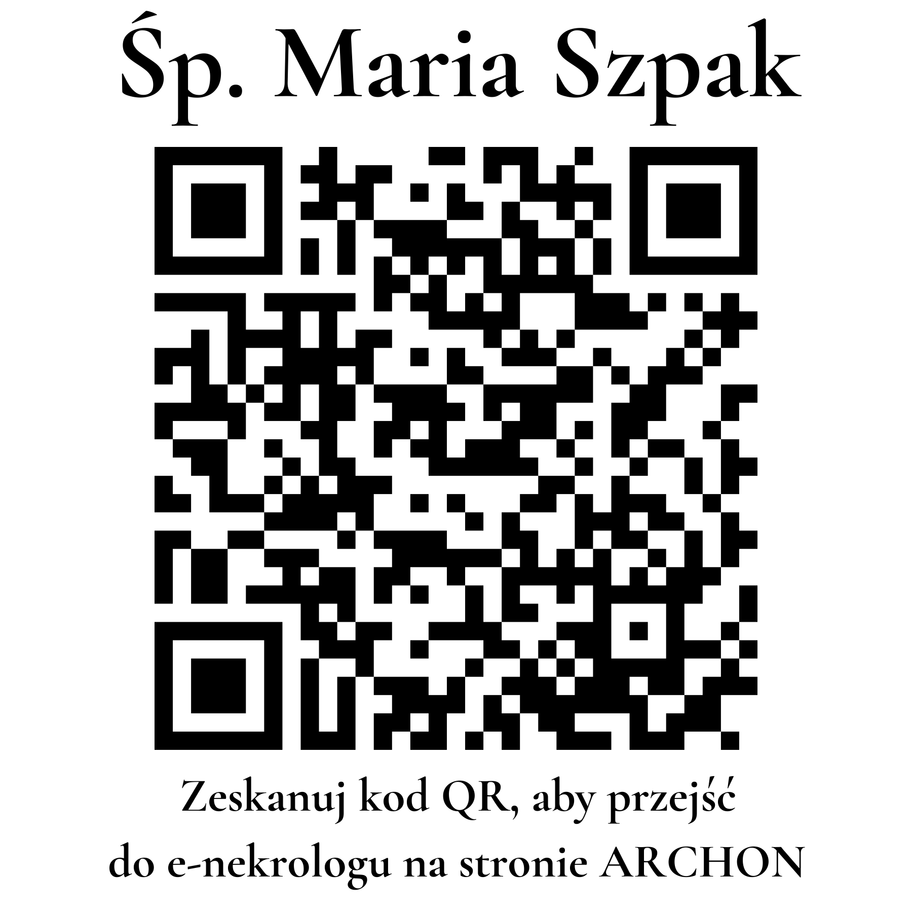 Kod QR do nekrologu Maria Szpak Kod QR do nekrologu Maria Szpak