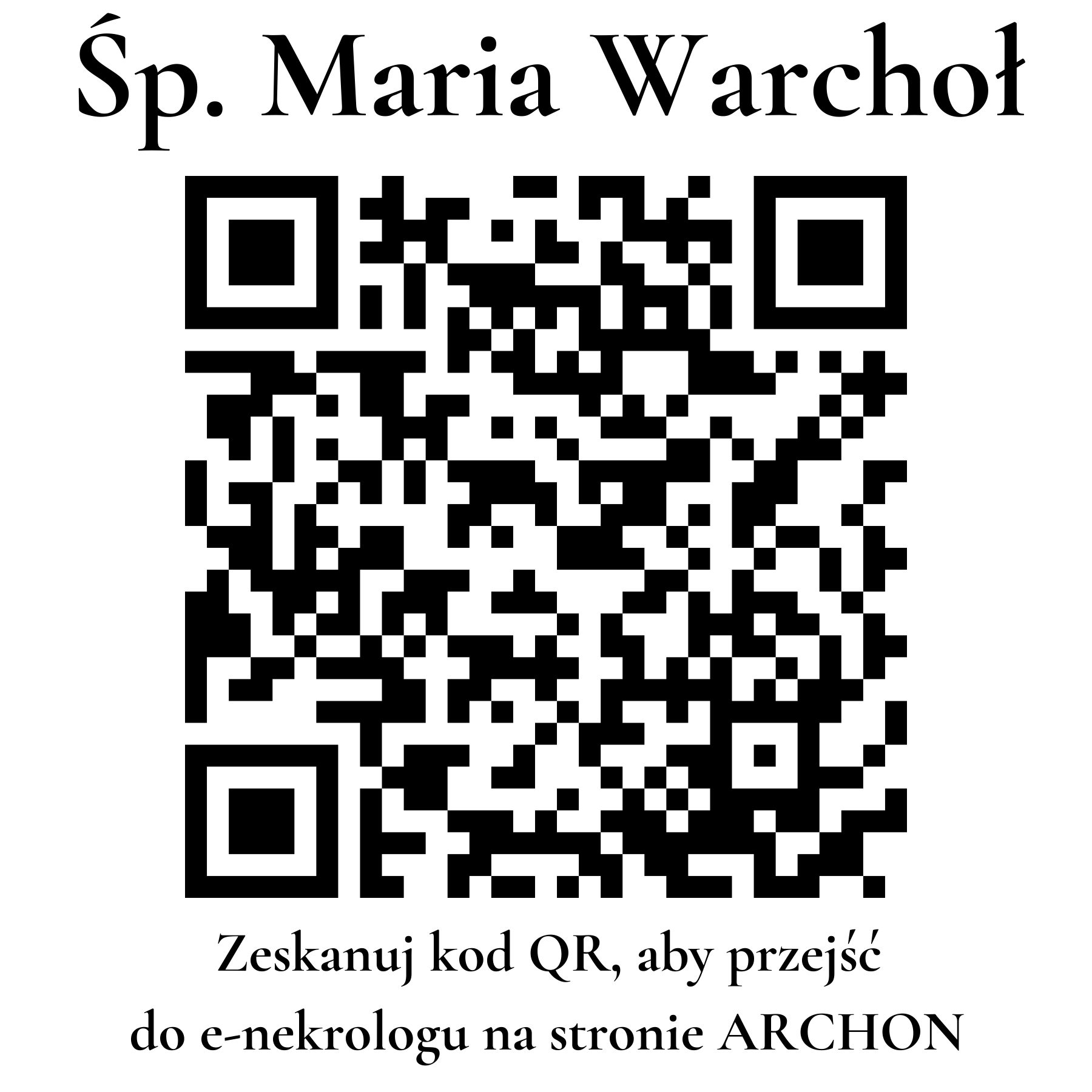 Kod QR do nekrologu Maria Warchoł