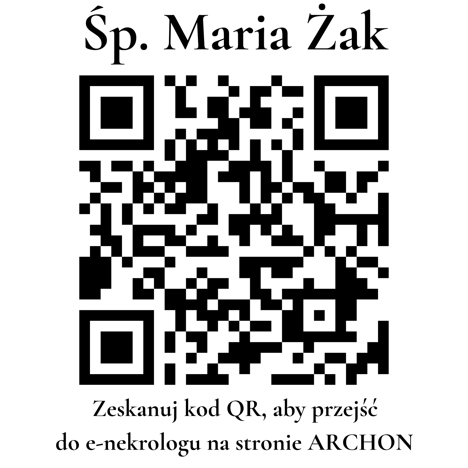 Kod QR do nekrologu Maria Żak