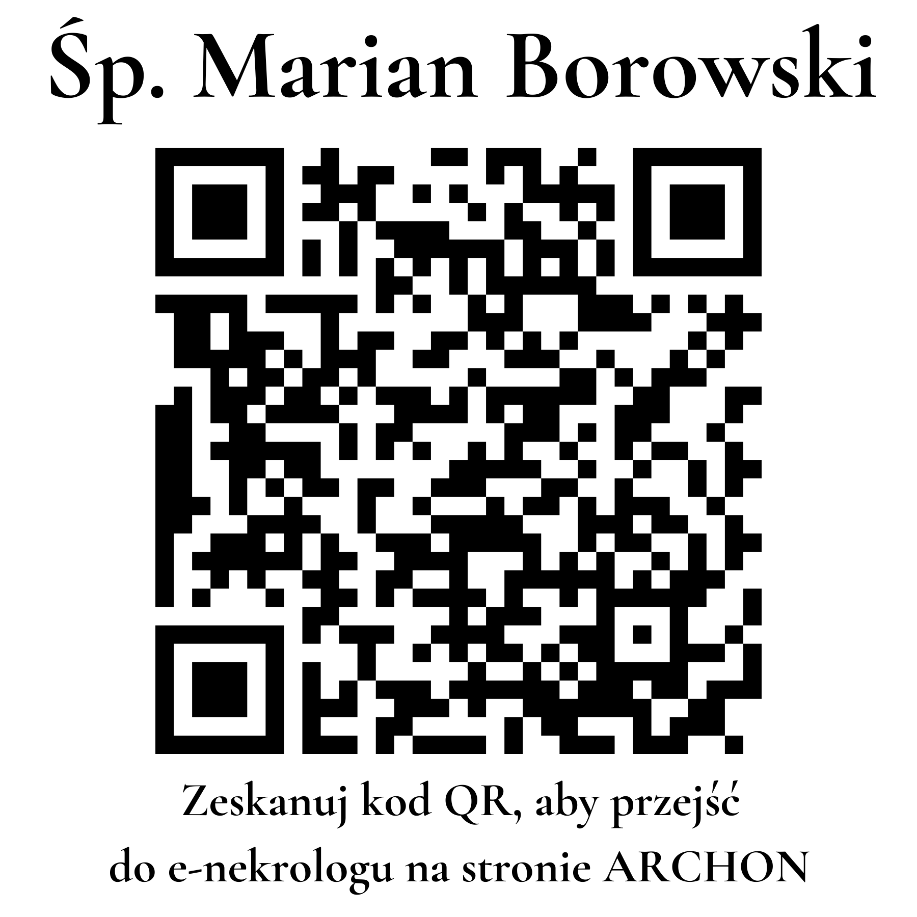Kod QR do nekrologu Marian Borowski