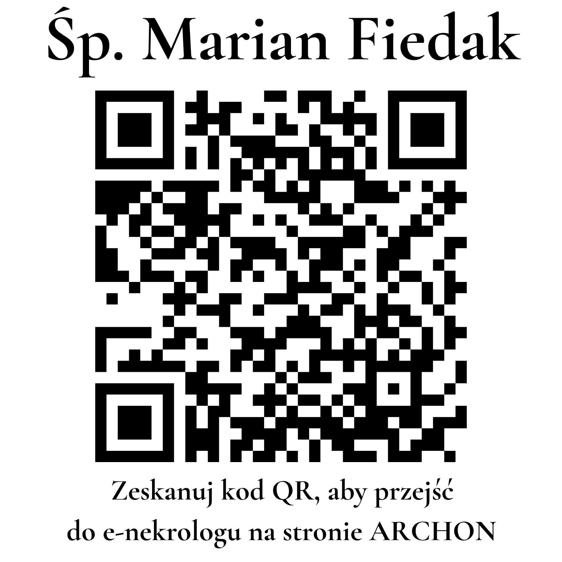 Kod QR do nekrologu Marian Fiedak Kod QR do nekrologu Marian Fiedak
