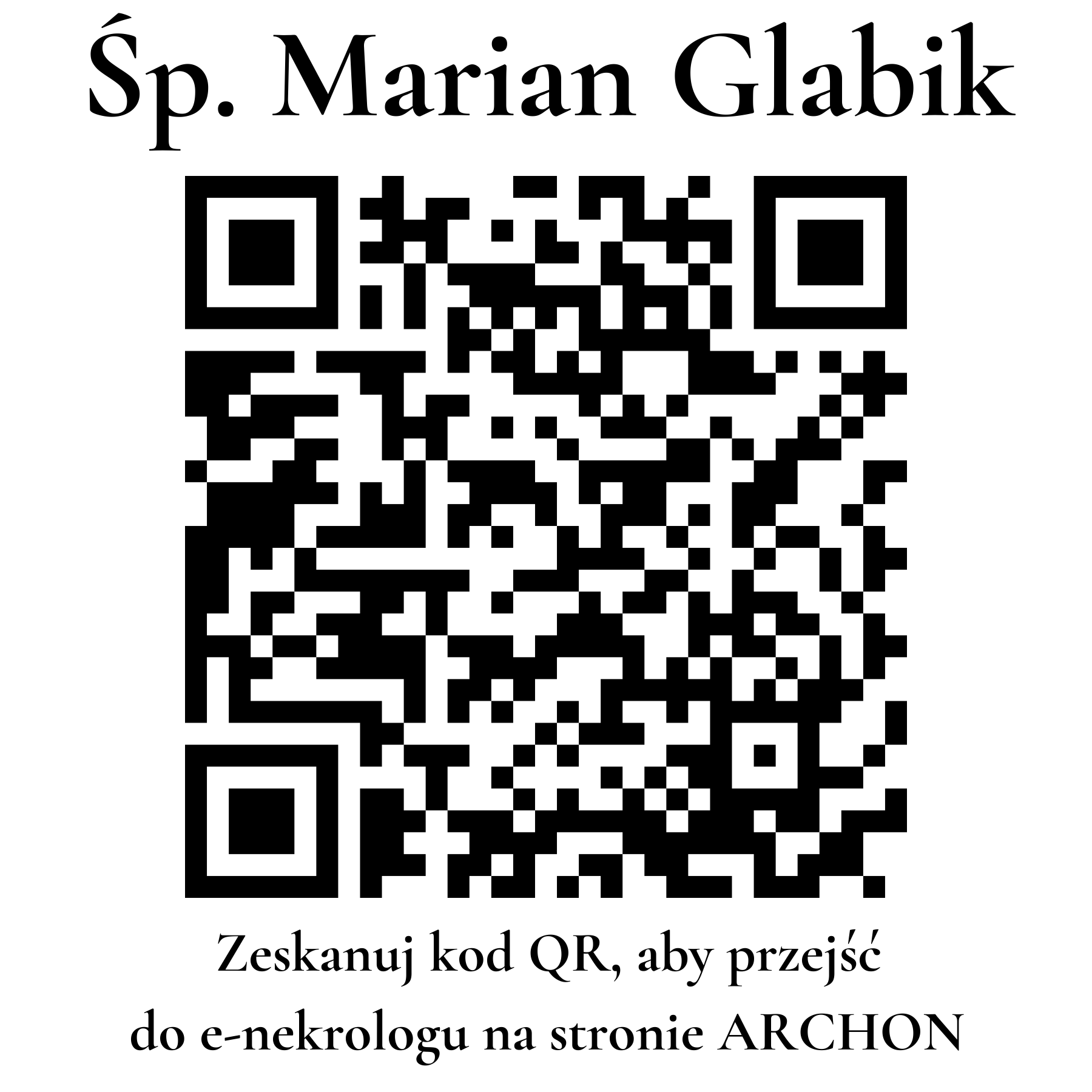 Kod QR do nekrologu Marian Glabik