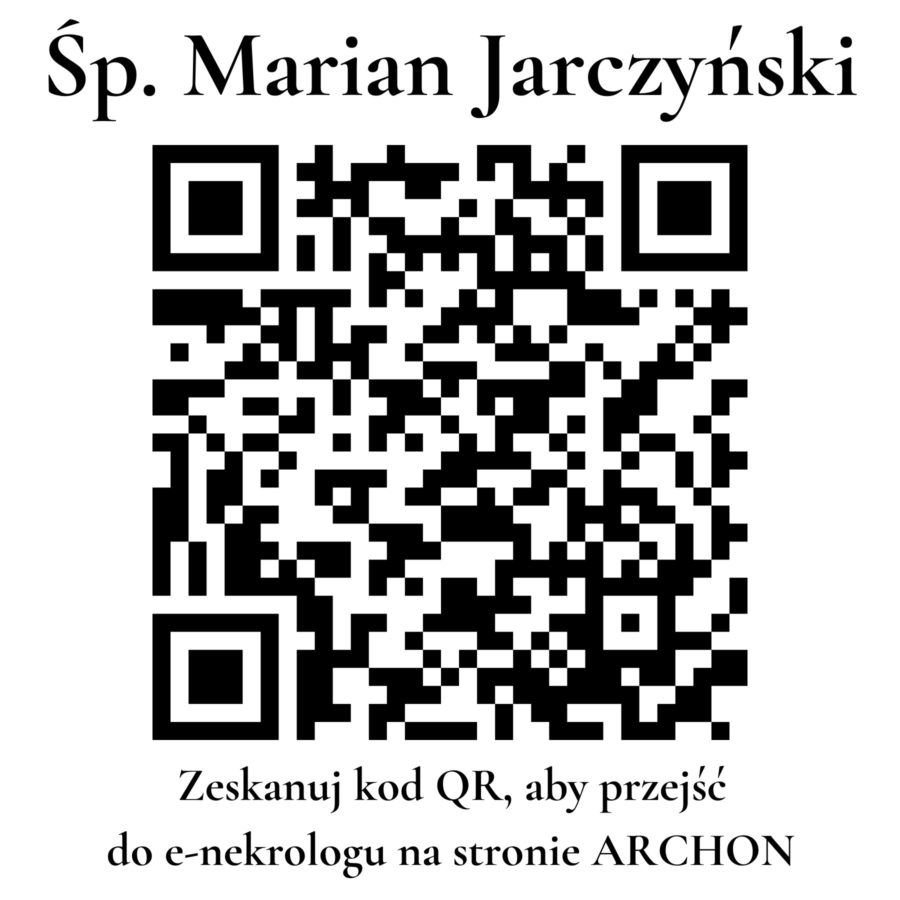 Kod QR do nekrologu Marian Jarczyński