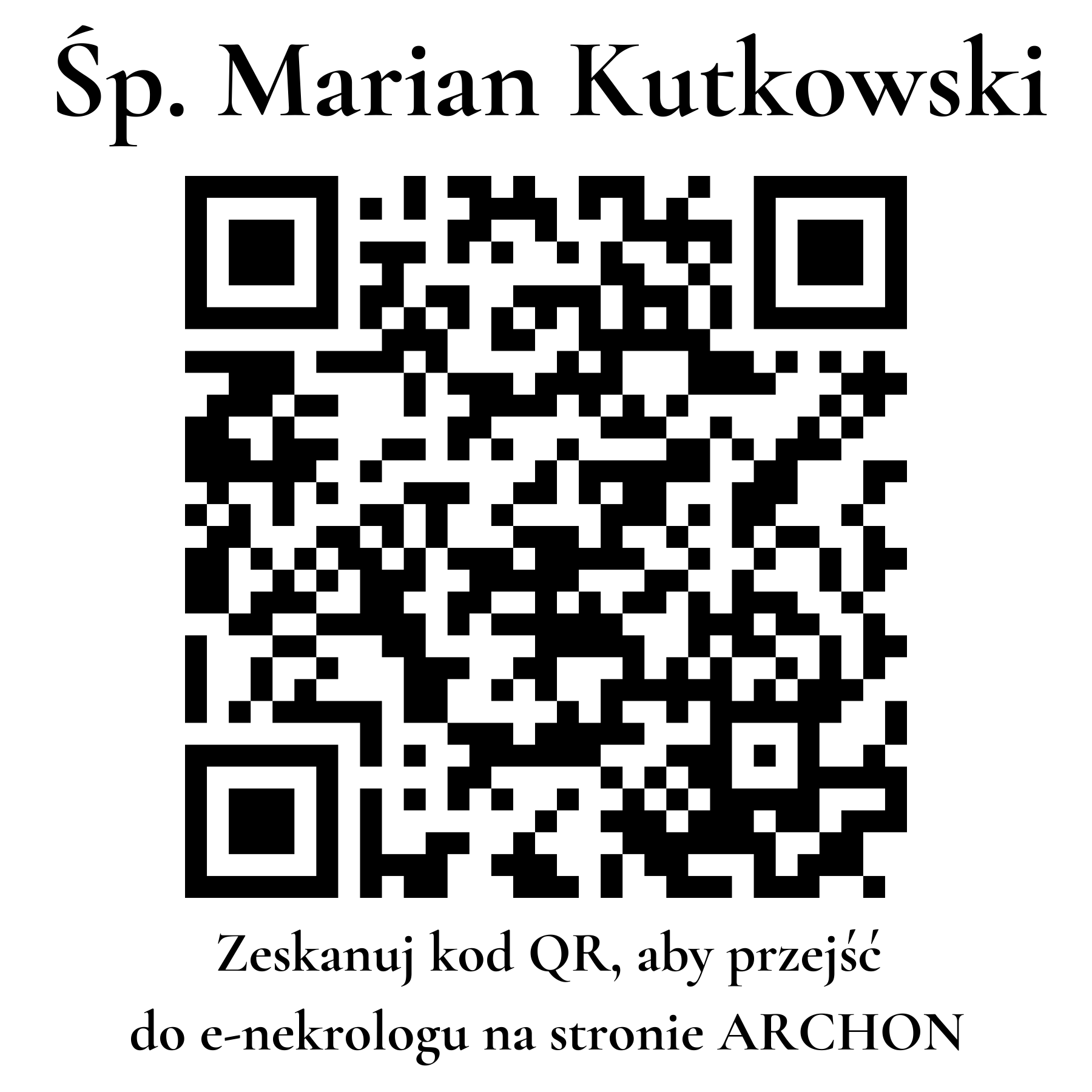 Kod QR do nekrologu Marian Kutkowski Kod QR do nekrologu Marian Kutkowski