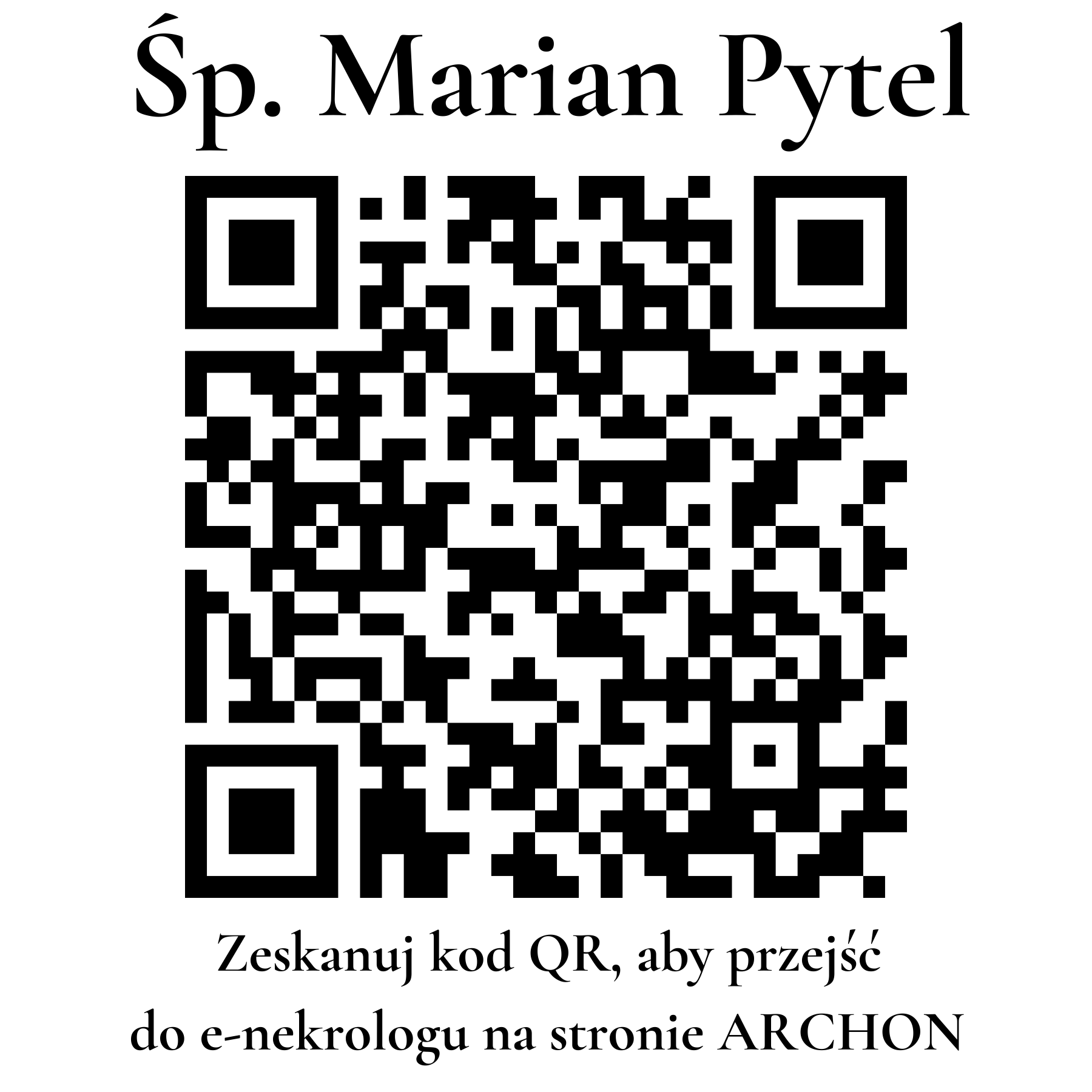 Kod QR do nekrologu Marian Pytel