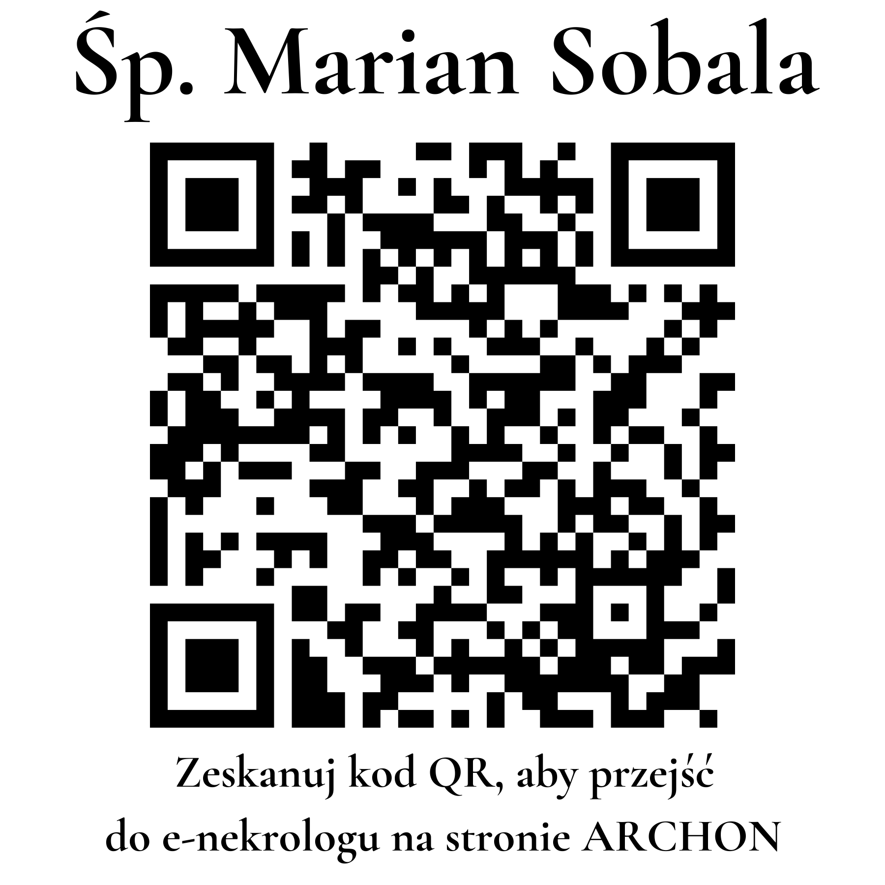 Kod QR do nekrologu Marian Sobala Kod QR do nekrologu Marian Sobala