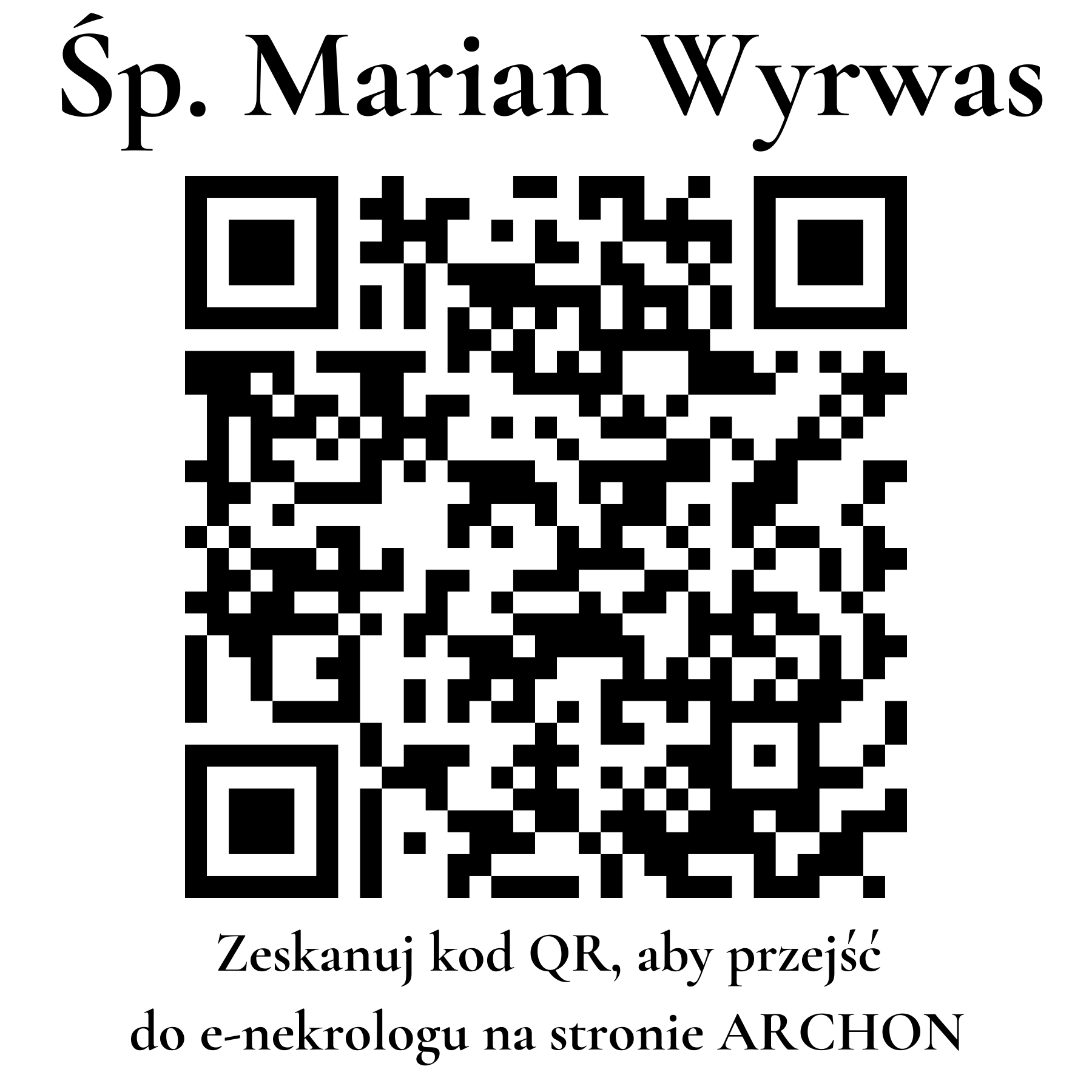 Kod QR do nekrologu Marian Wyrwas
