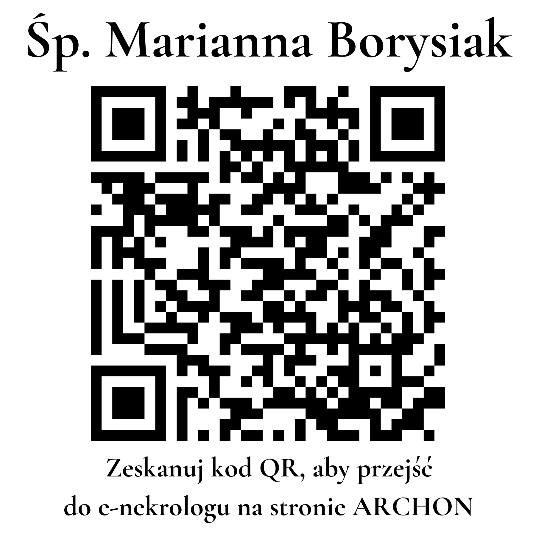 Kod QR do nekrologu Marianna Borysiak Kod QR do nekrologu Marianna Borysiak