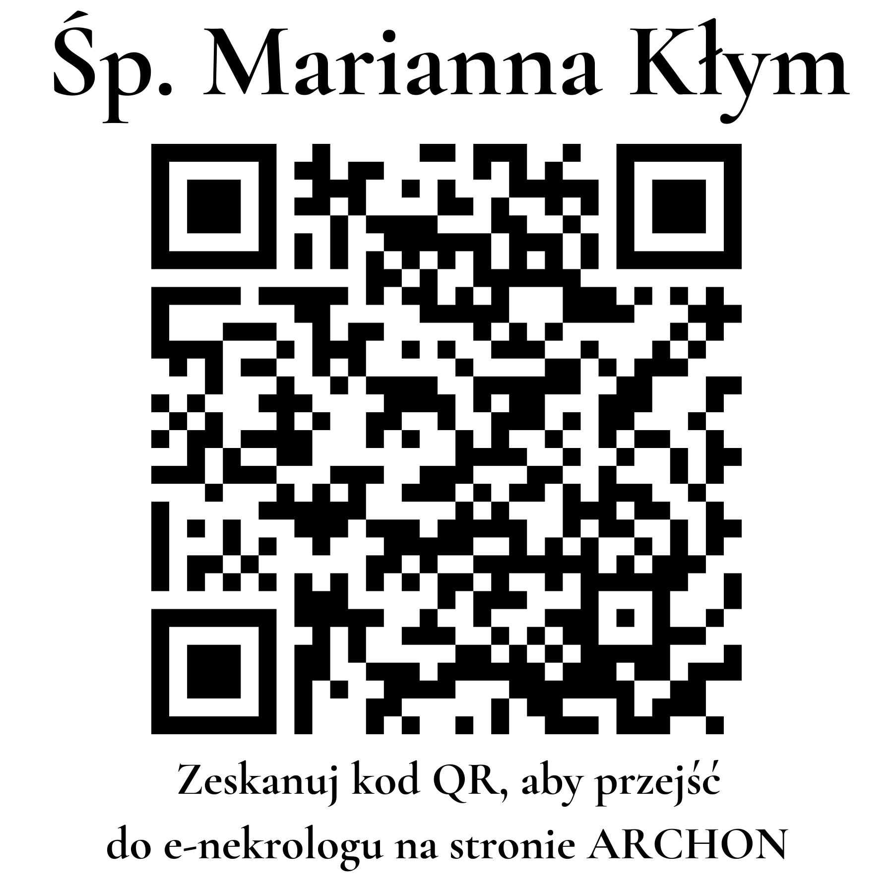 Kod QR do nekrologu Marianna Kłym
