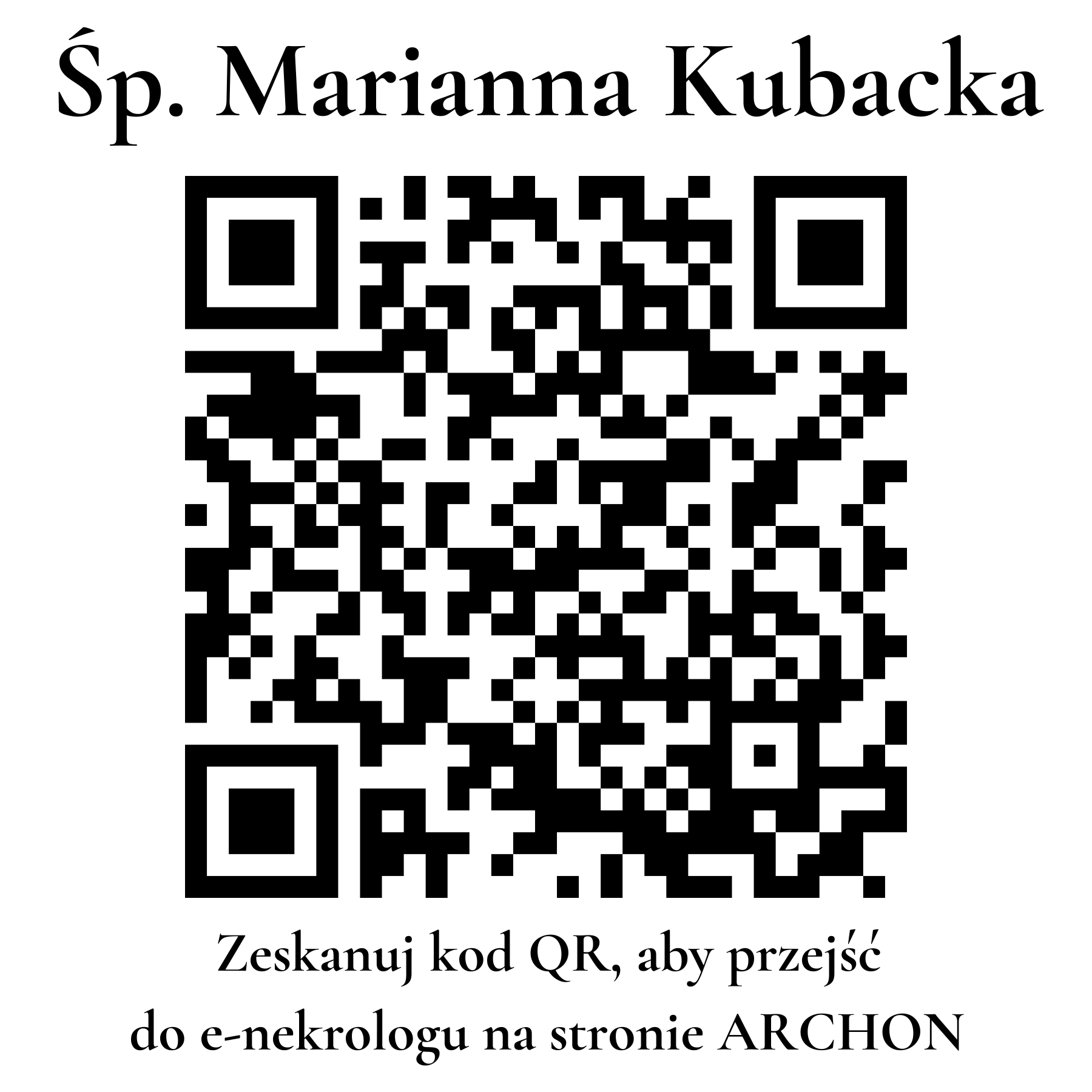 Kod QR do nekrologu Marianna Kubacka