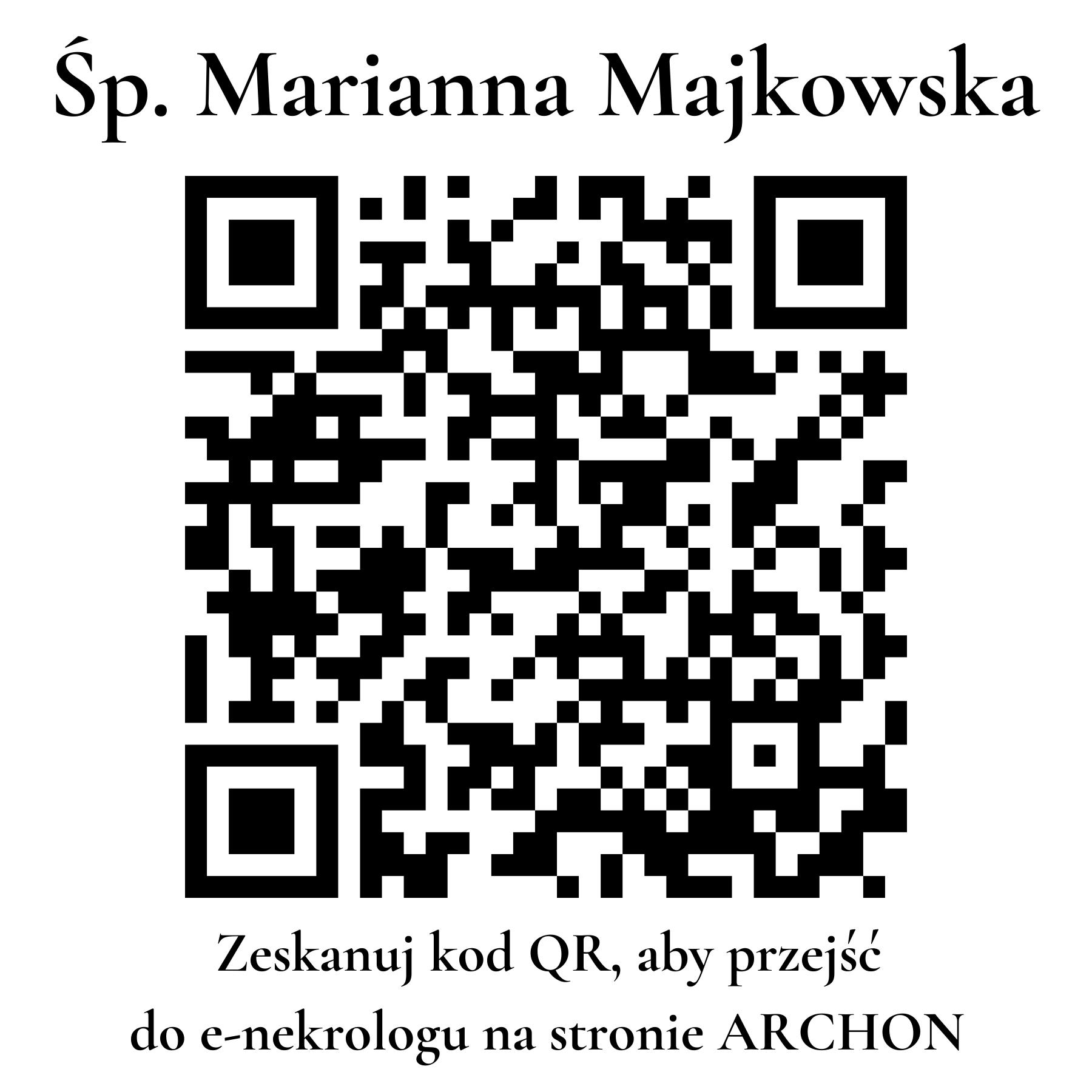 Kod QR do nekrologu Marianna Majkowska