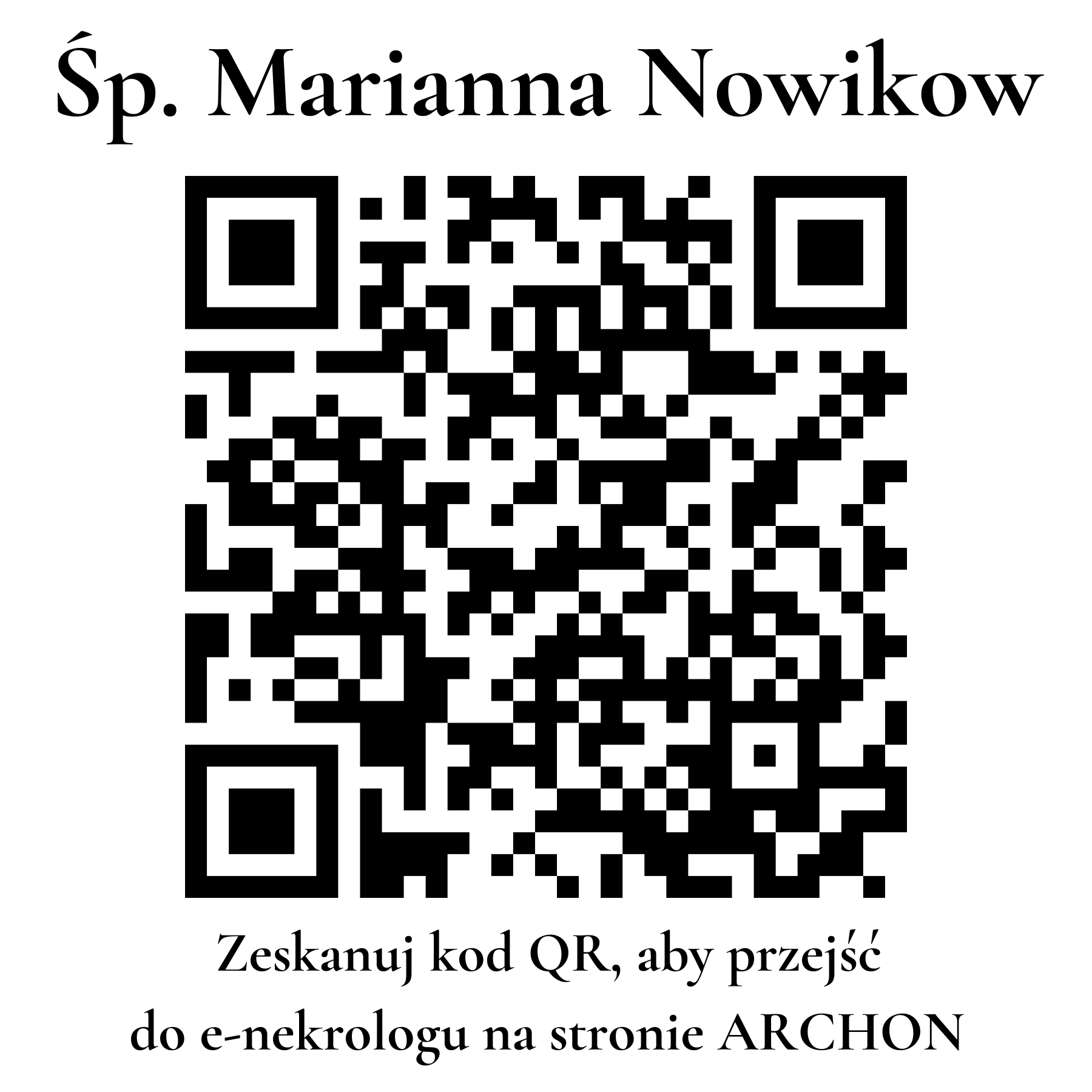 Kod QR do nekrologu Marianna Nowikow Kod QR do nekrologu Marianna Nowikow