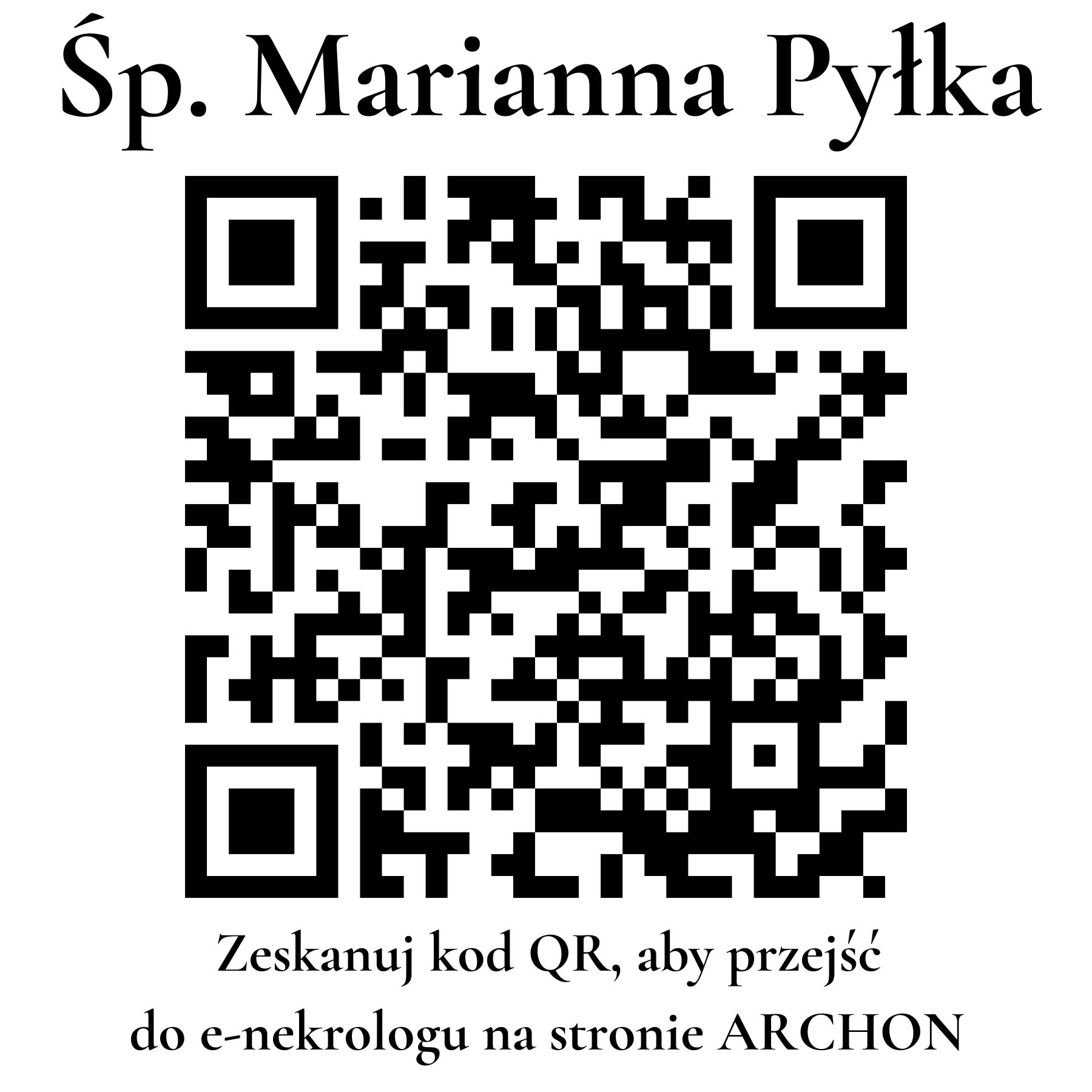 Kod QR do nekrologu Marianna Pyłka Kod QR do nekrologu Marianna Pyłka