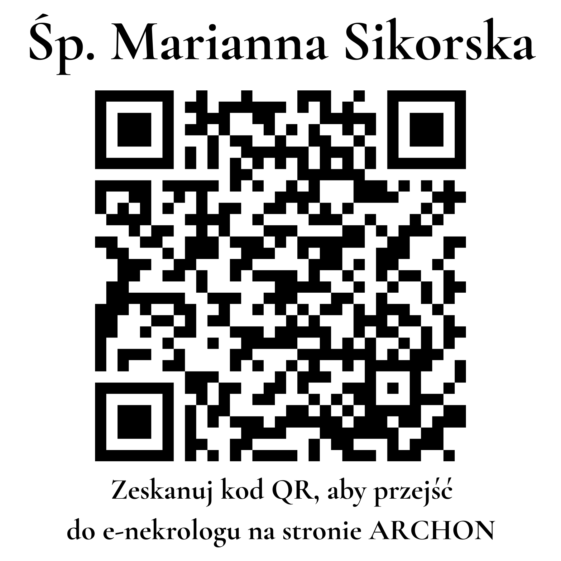 Kod QR do nekrologu Marianna Sikorska Kod QR do nekrologu Marianna Sikorska
