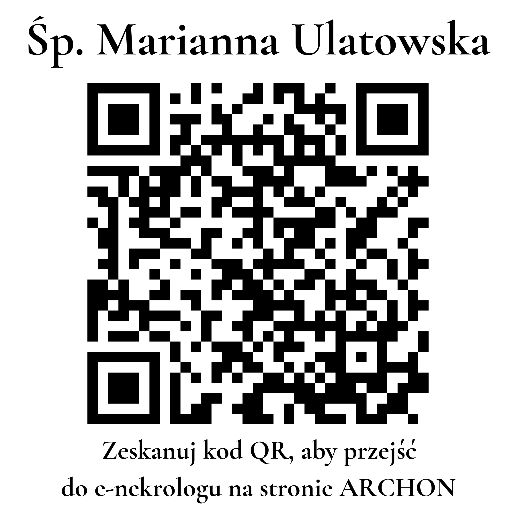 Kod QR do nekrologu Marianna Ulatowska Kod QR do nekrologu Marianna Ulatowska