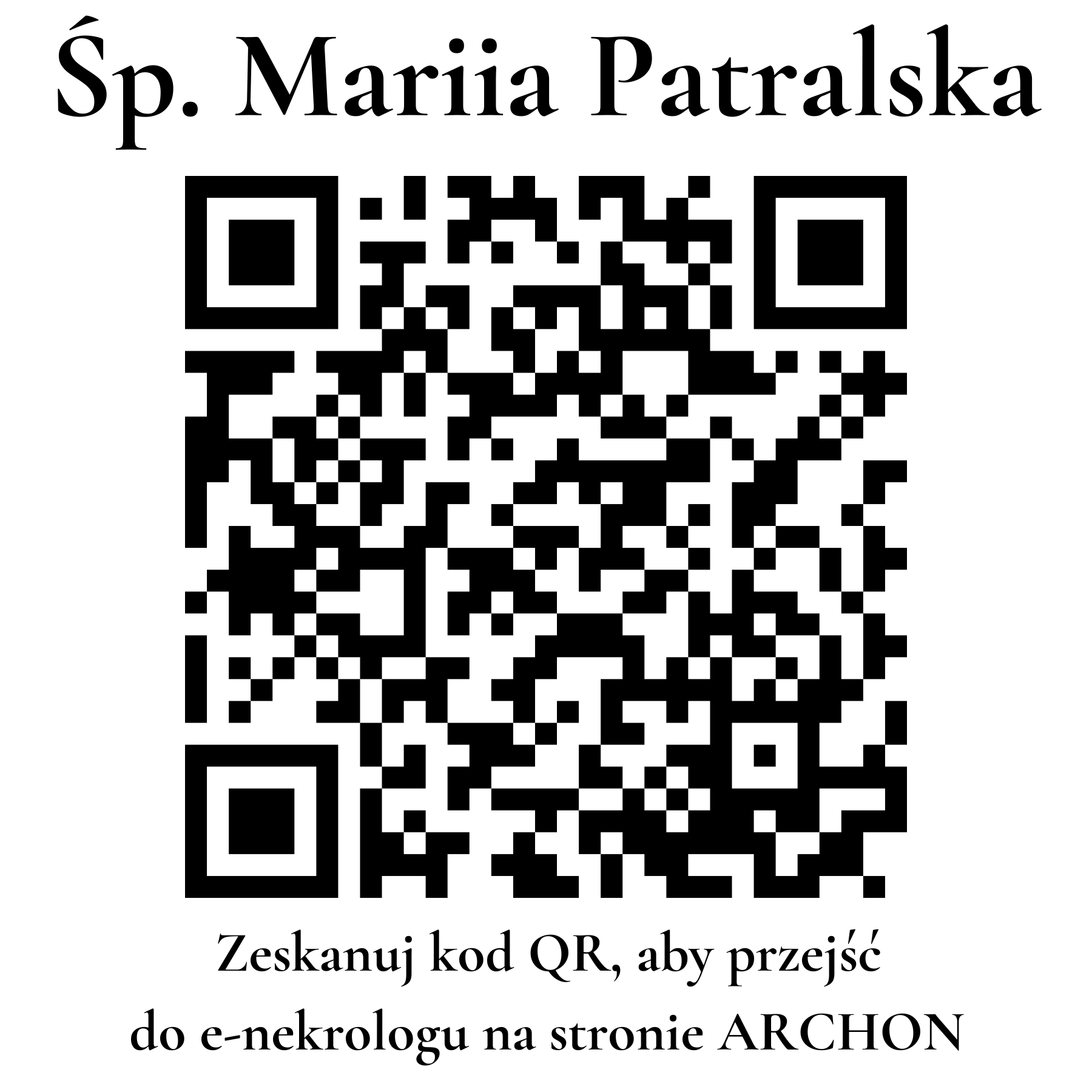 Kod QR do nekrologu Mariia Patralska Kod QR do nekrologu Mariia Patralska